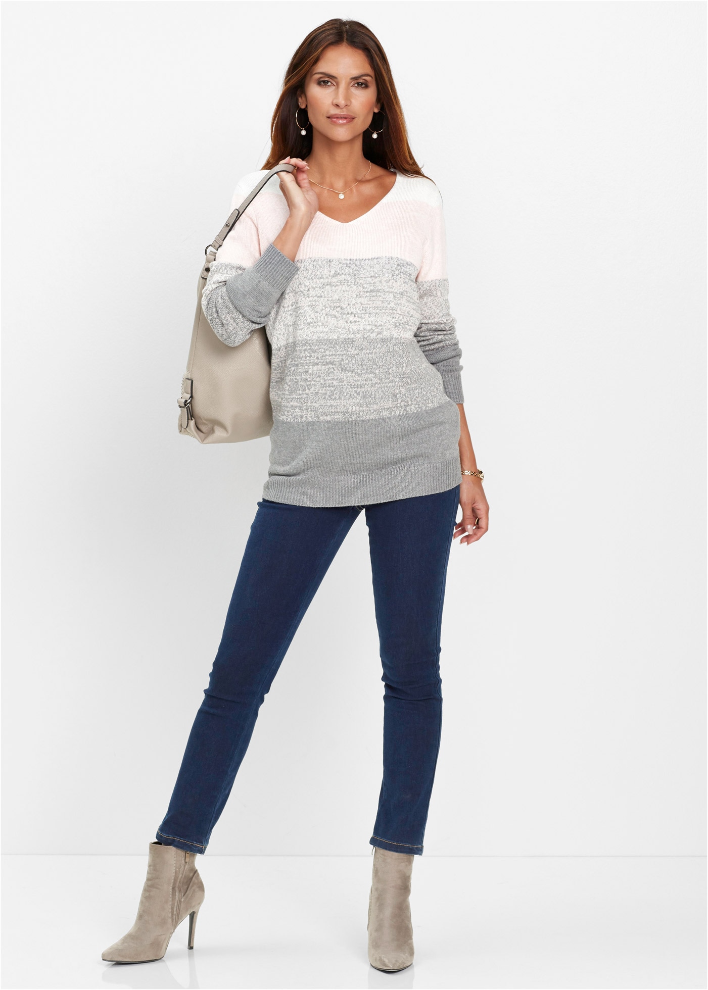 bonprix Longpullover »Long-Pullover mit Cashmere-Anteil« weicher Strick mit Viskose und Kaschmir, lockere Passform