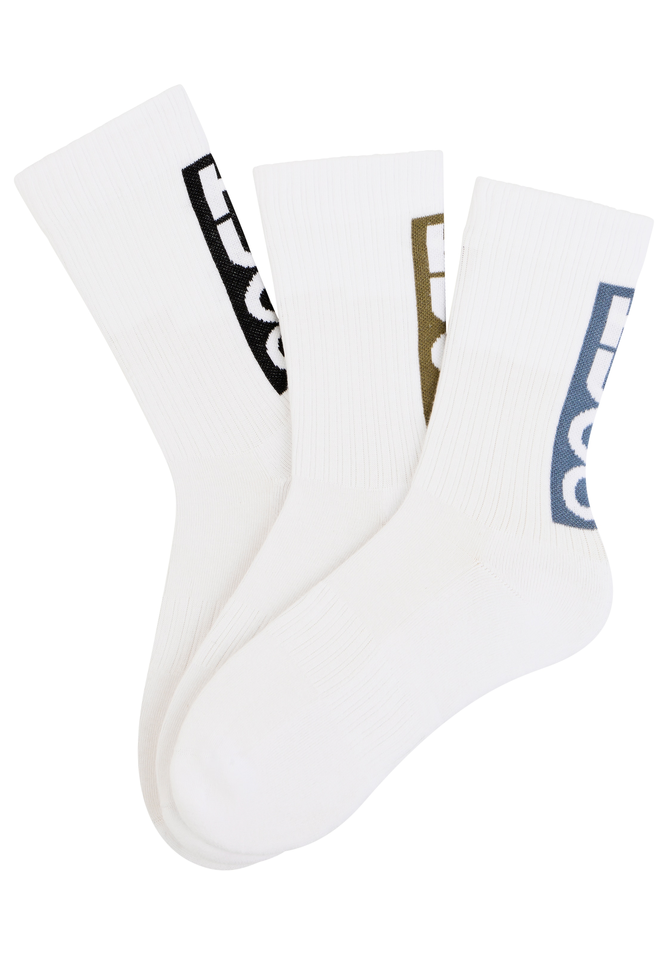 HUGO Underwear Freizeitsocken »3P QS BACK LABEL CC« Packung, 3er Pack, 3 Paar tlg. mit kontrastfarbenen Logoschriftzug