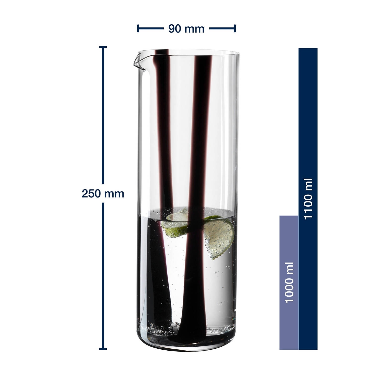 LEONARDO Wasserkrug »BANDA NERA, Krug, 1 Liter« in konischer Form, mit Farbglasstreifen