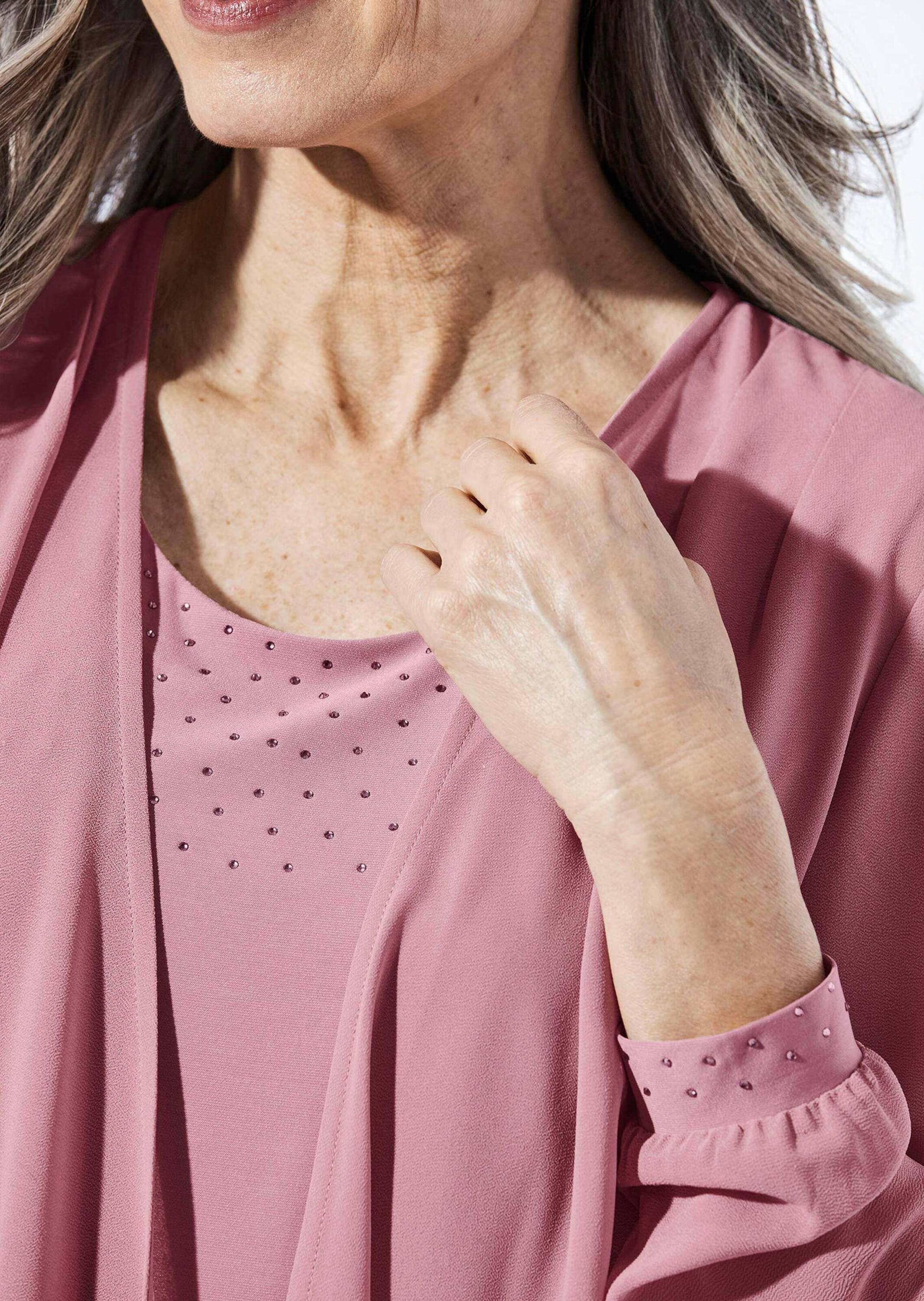 GOLDNER 2-in-1-Kleid »Kurzgröße Kleid mit feinem Chiffonjäckchen«