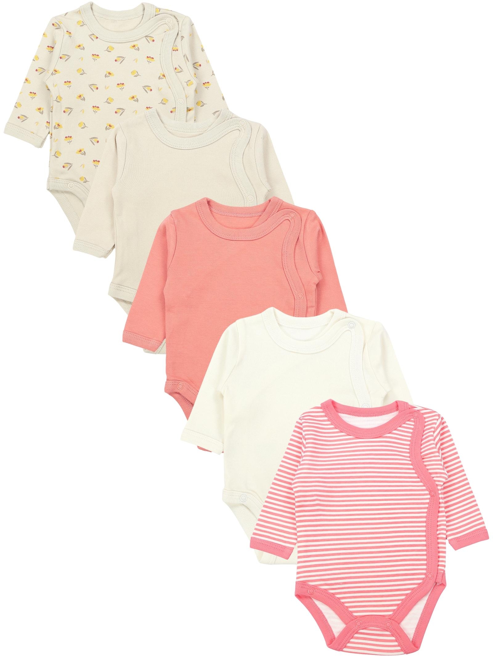 TupTam Langarmwickelbody »Wickelbody Unisex Baby Wickelbody Langarm 5er Set«