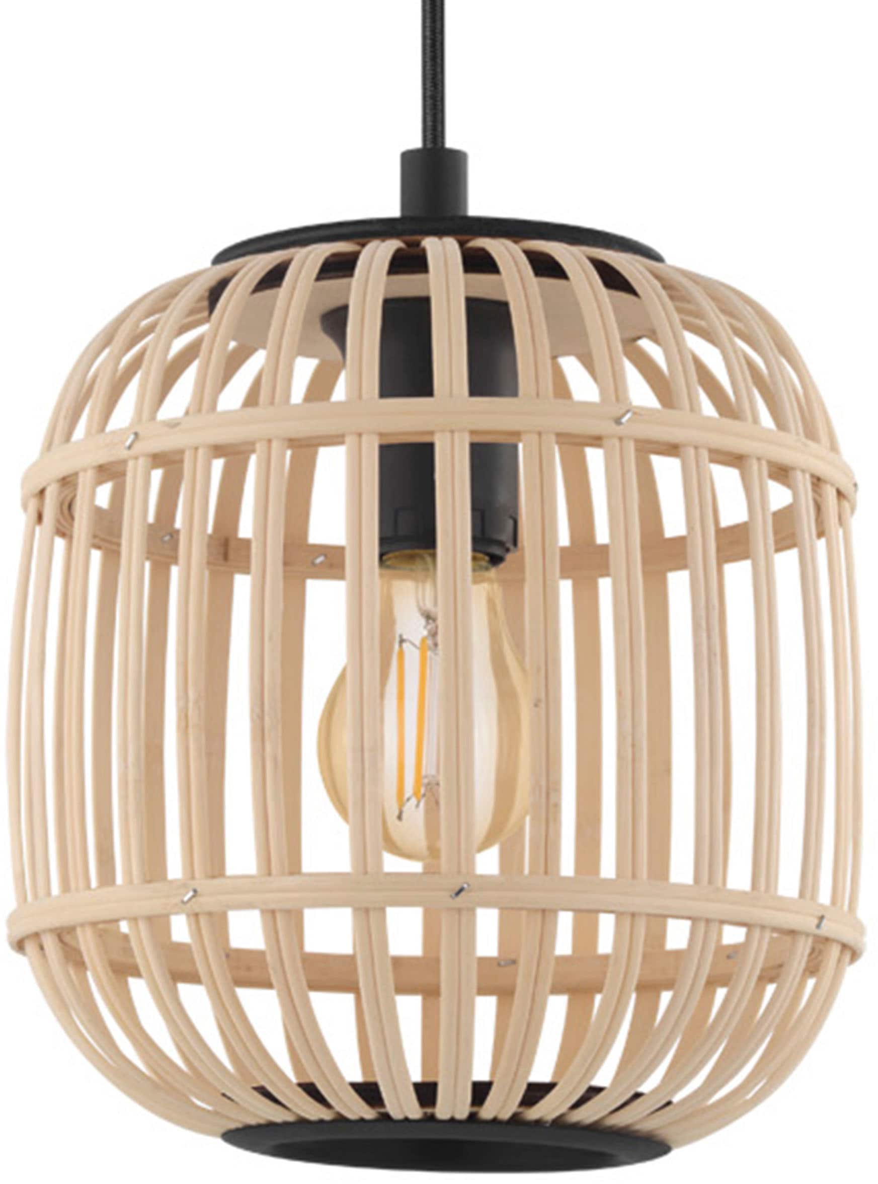 EGLO Pendelleuchte »BORDESLEY«, 1 flammig, Leuchtmittel E27 | ohne Leuchtmittel, schwarz / Ø21 x H110 cm / exkl. 1 x E27 (je max. 28W) / Stahl und Holz