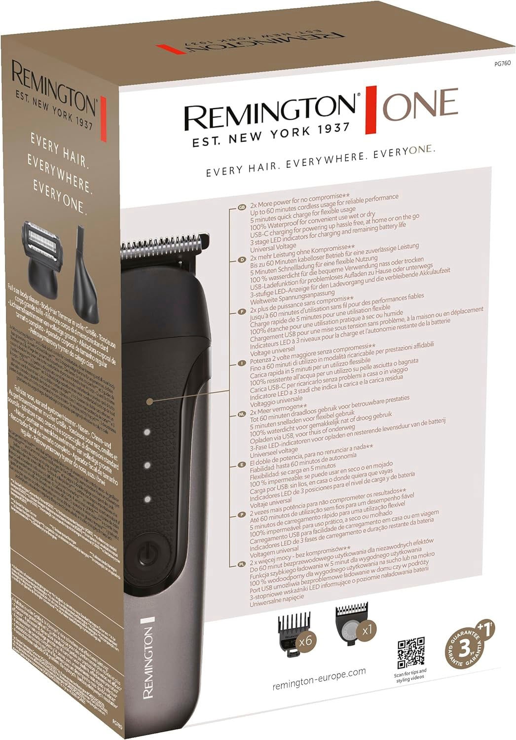 Remington Haar- und Bartschneider »PG760 One Head&Body Multigroomer«, 3 Aufsätze, inkl.10 Aufsteckköpfe/-kämme