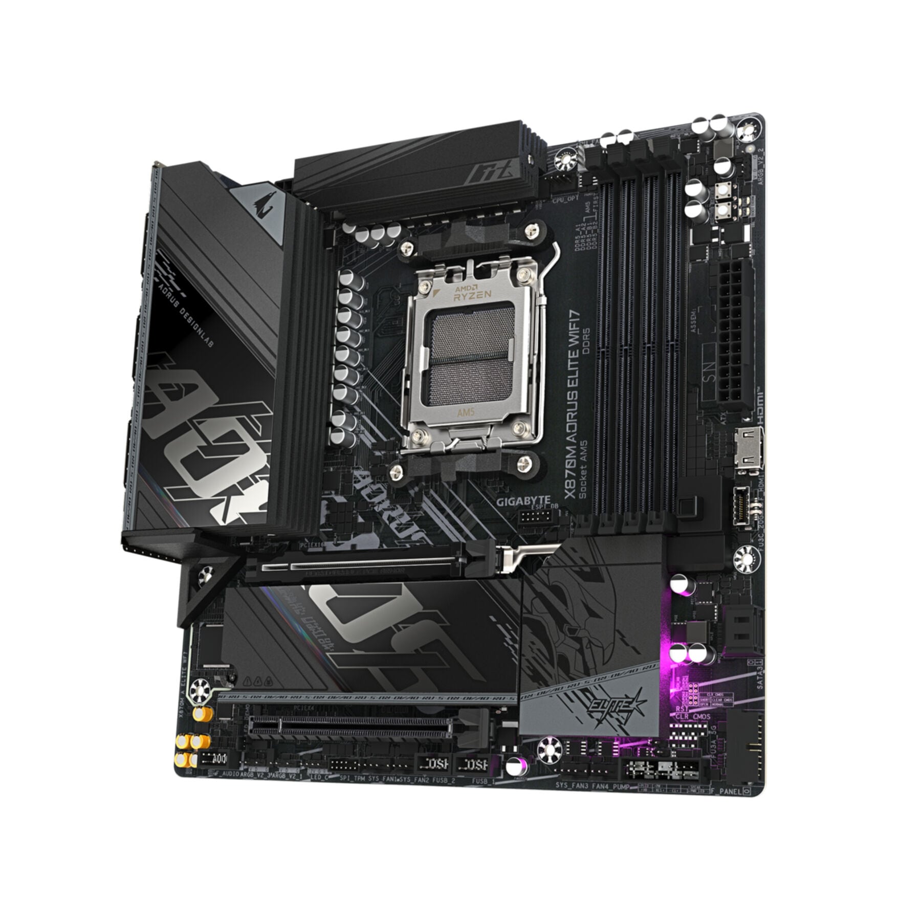 Gigabyte Mainboard »X870M AORUS ELITE WIFI7 Mainboard – Unterstützt AMD Ryzen 9000 CPUs, d«