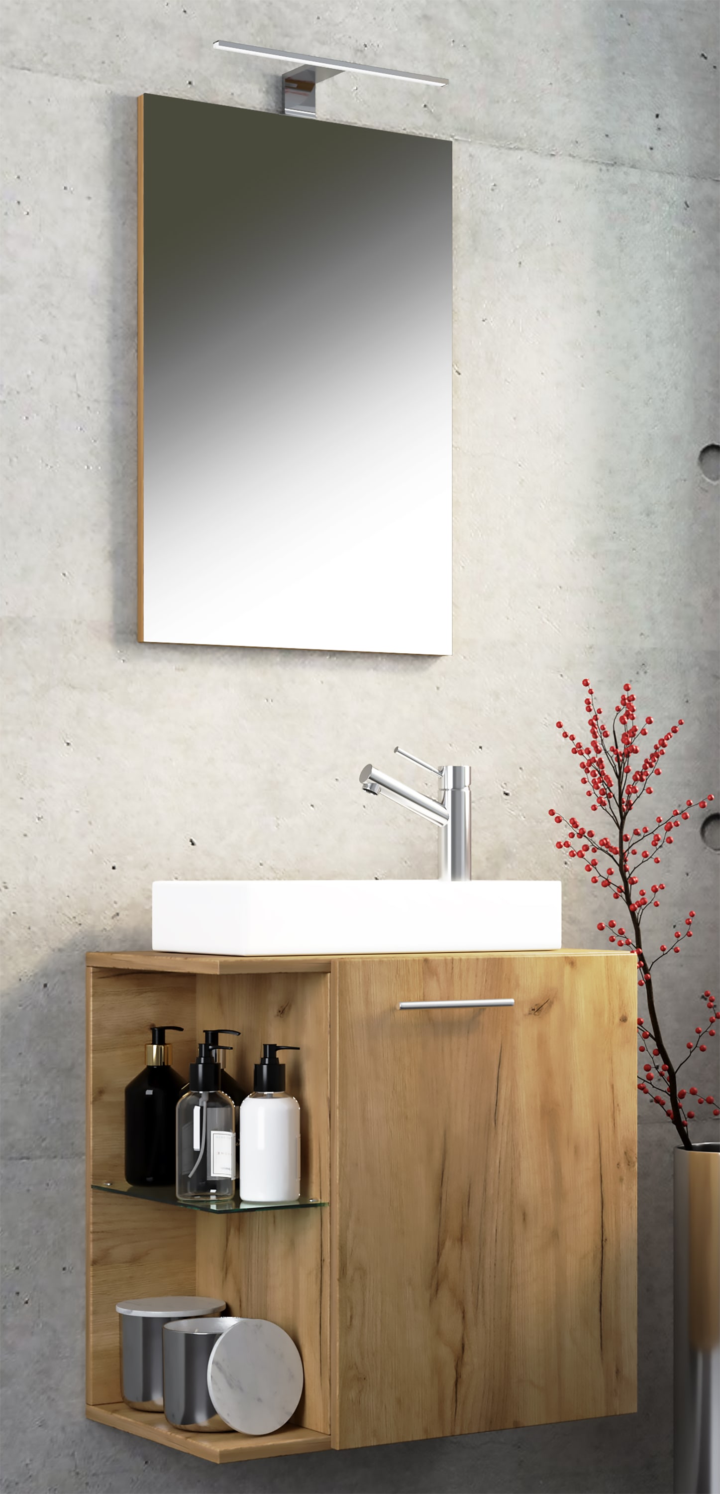 VCM Waschbeckenunterschrank »VCM 3-tlg Set | Waschplatz für Gäste WC | Gästebad | Waschtisch | Badezimmer Set - Hausa SP«, (3 St.)