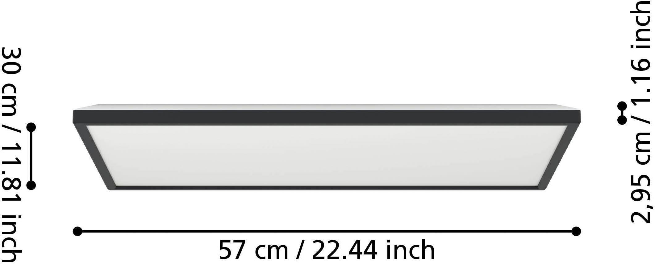 EGLO Deckenleuchte »Rovito Deckenlampe, Deckenbeluchtung, Badlampe Decke, Kunststoff, IP44« LED-Modul 1 Stk. Kaltweiß | Neutralweiß | Warmweiß Wand-/Deckenleuchte - L57 x B30 x H3 cm - schwarz - 17,2W inkl.