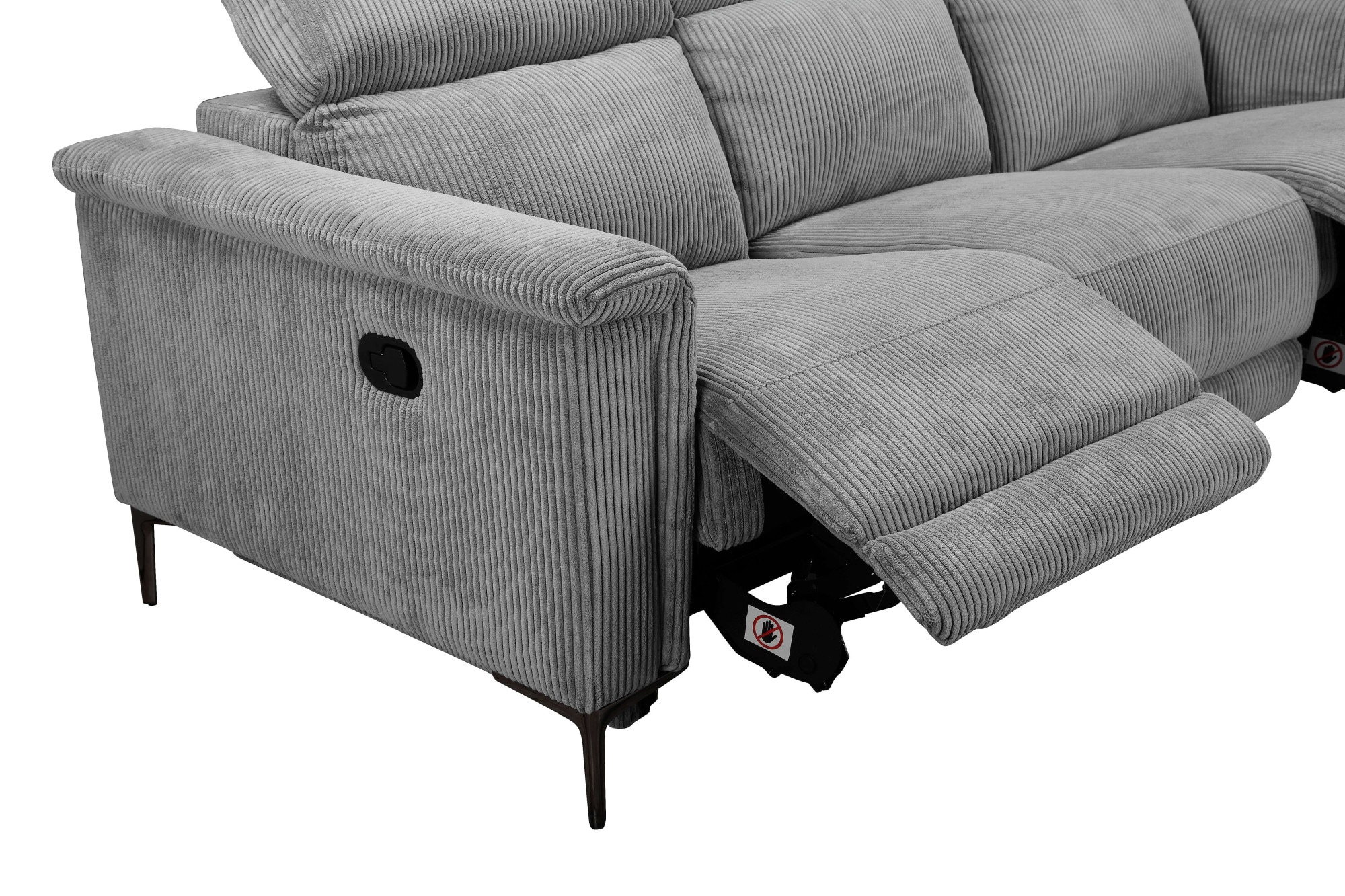 Places of Style 3-Sitzer »Lund Cord, mit manueller o. elektrischer Relaxfunktion in 2 Sitzen,«, USB-A, Kopfteilverstellung, Breite 222 cm