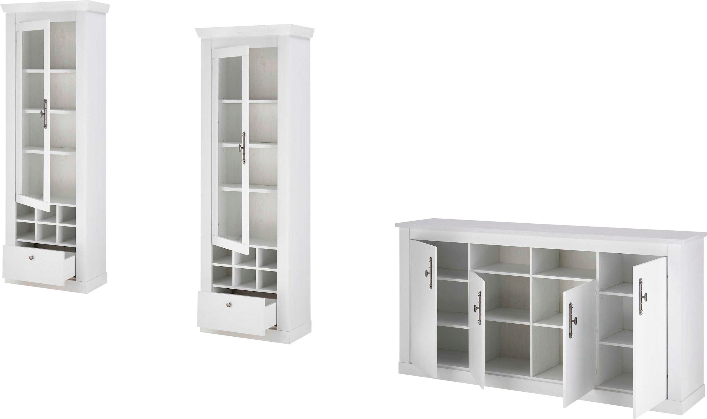 Home affaire Wohnwand »RAVENNA«, (3 St.), im romantischen Landhausstil, Griffe aus Metall, Softclose-Funktion