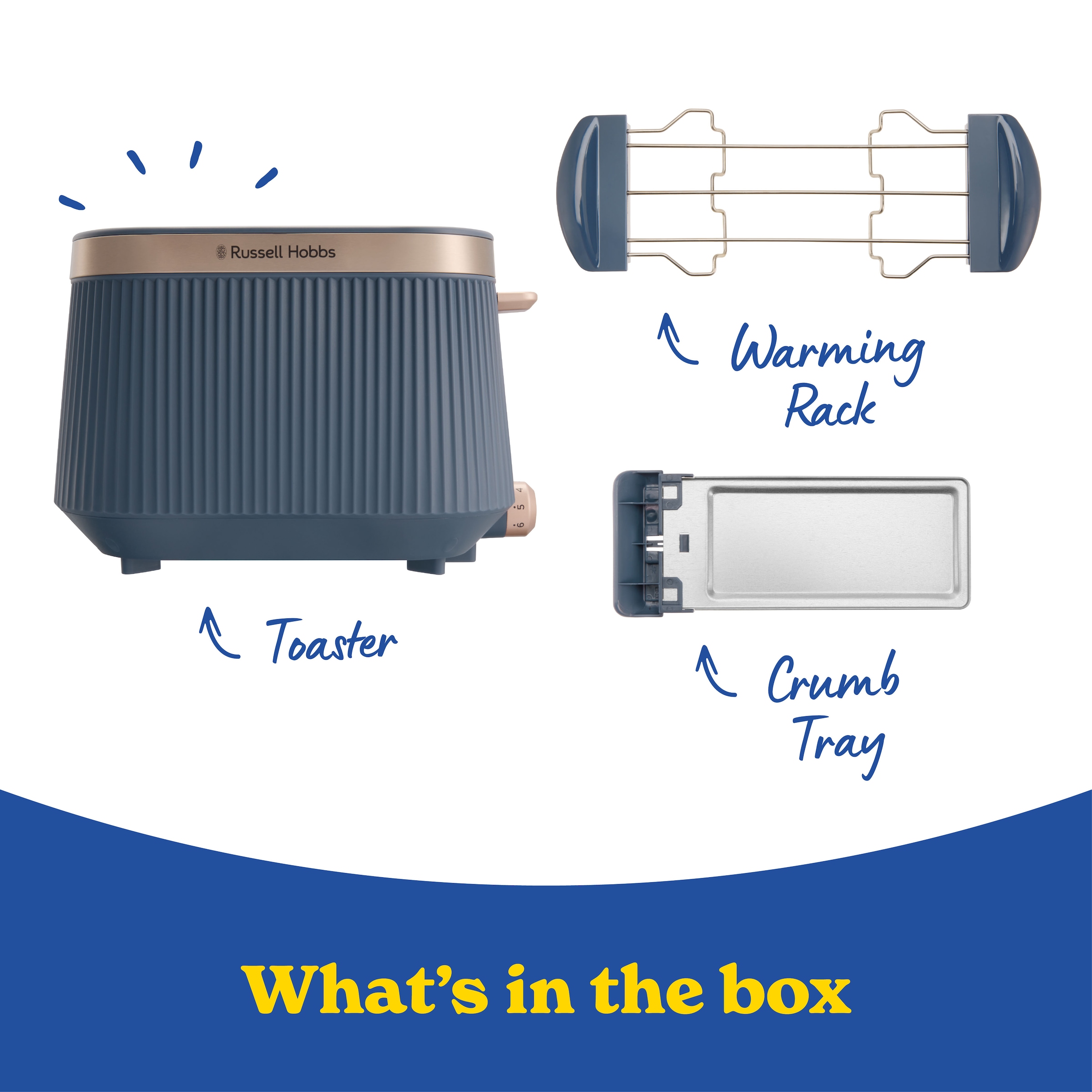 RUSSELL HOBBS Toaster »Brontë 26762-56, Soft Navy« 980 W 2 extra breite Toastschlitze