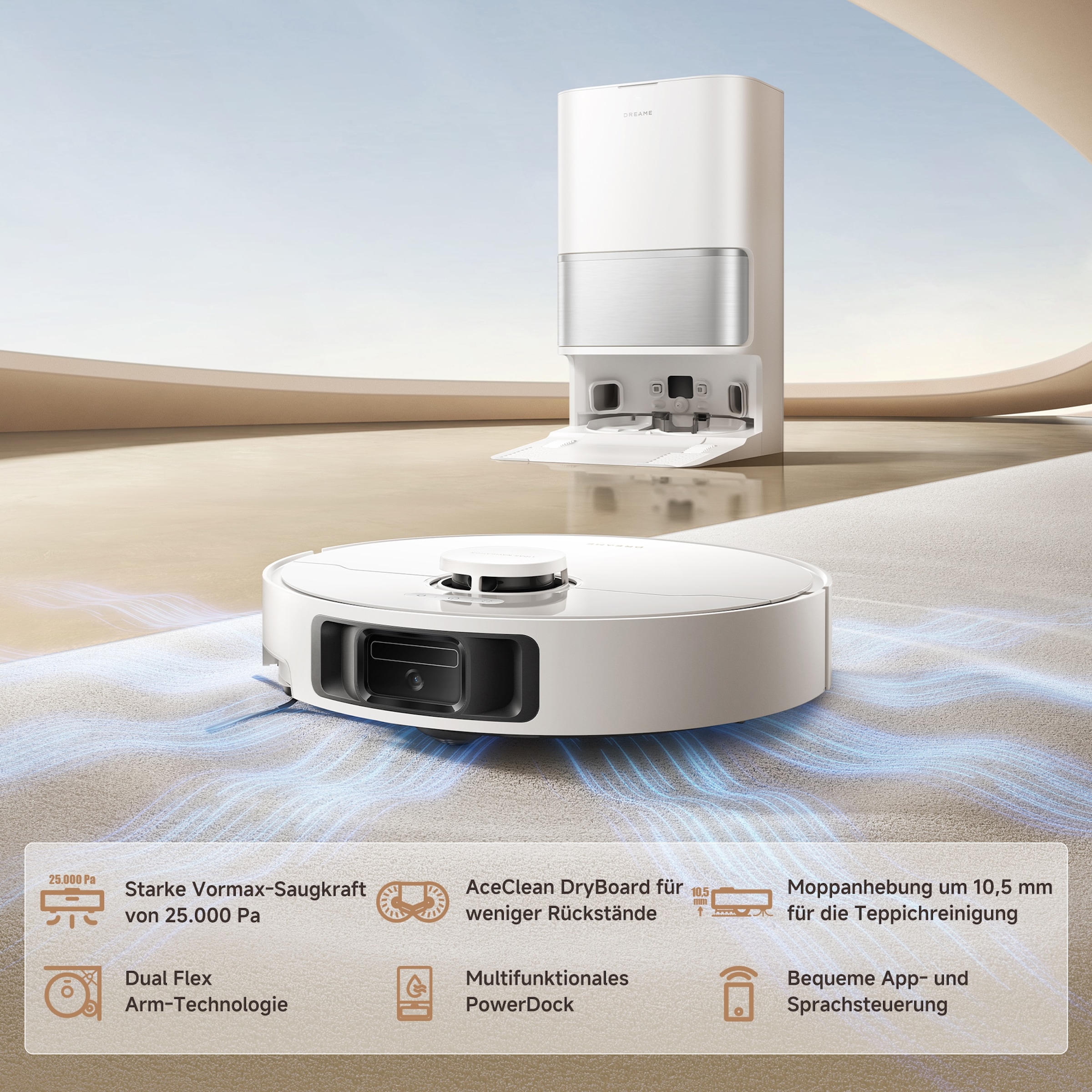 Dreame Nass-Trocken-Saugroboter »L10s Ultra Gen 3 Set mit Wischfunktion« 25.000 Pa, 100-Tage-Staubaufnahme, App-Steuerung