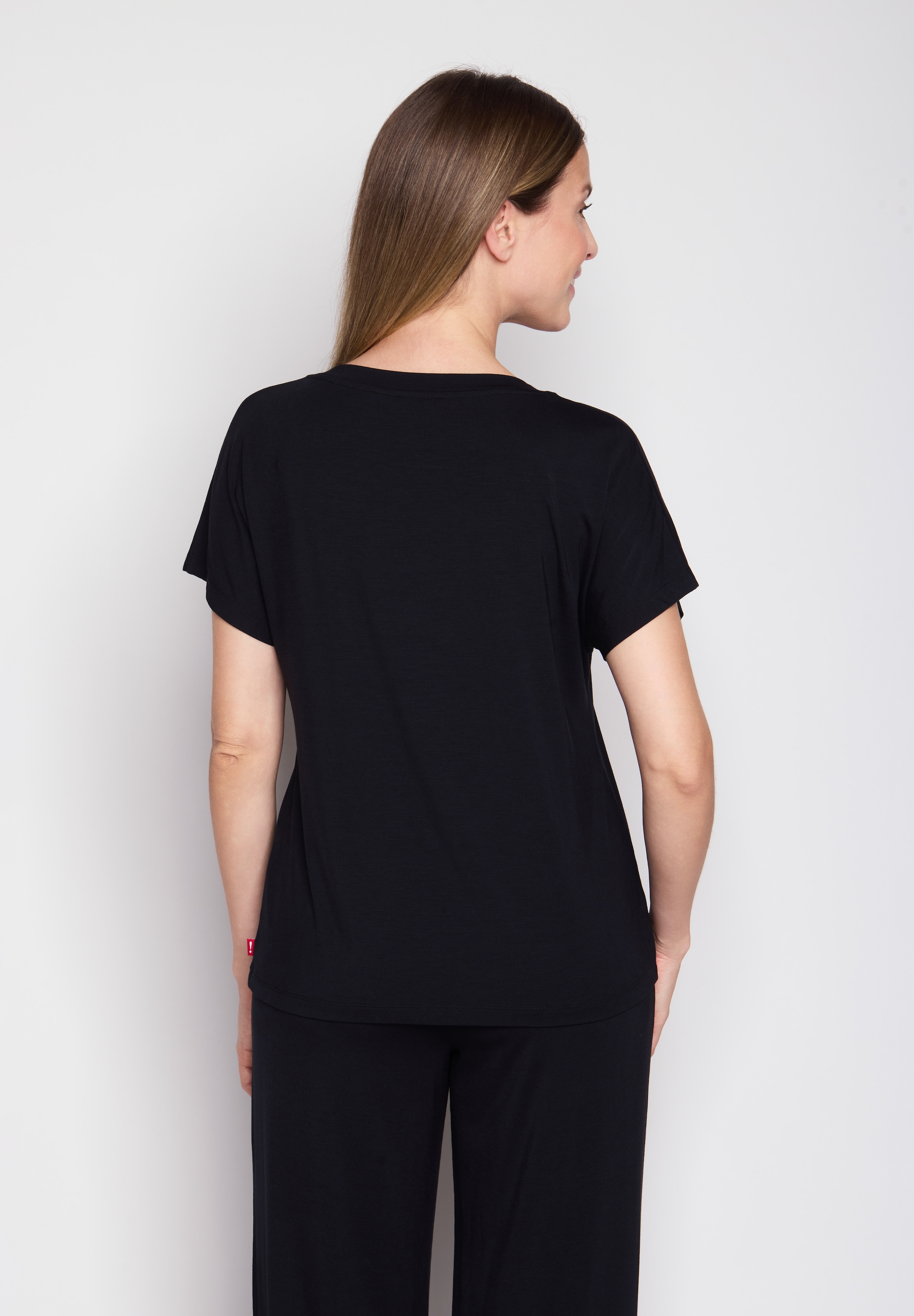 JOOP! Jeans Pyjamaoberteil mit Rundhalsausschnitt und kurzen Ärmeln, Logo mit Glitzersteinen