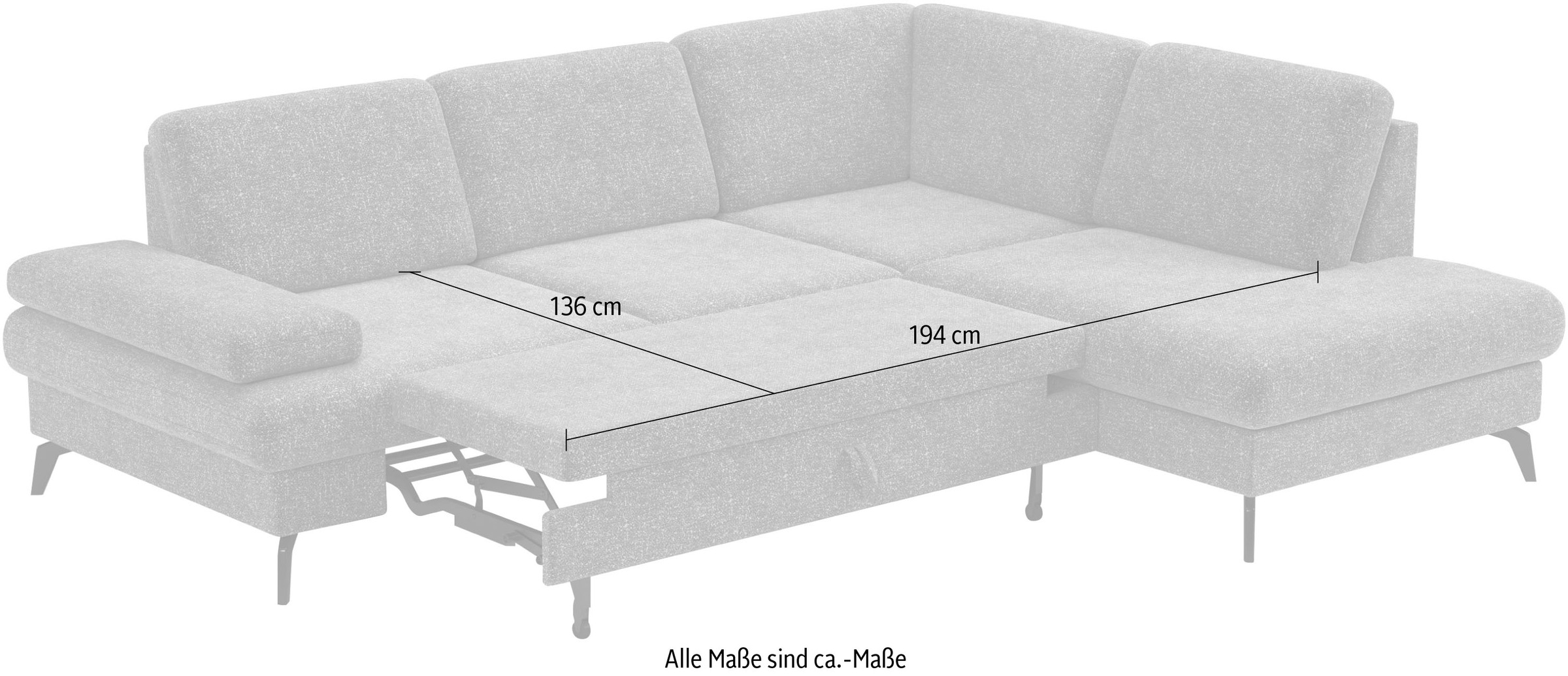 sit&more Ecksofa »Morris L-Form, inkl. Sitztiefenverstellung«, wahlweise mit Armteilverstellung, Bettfunktion & Bettkasten
