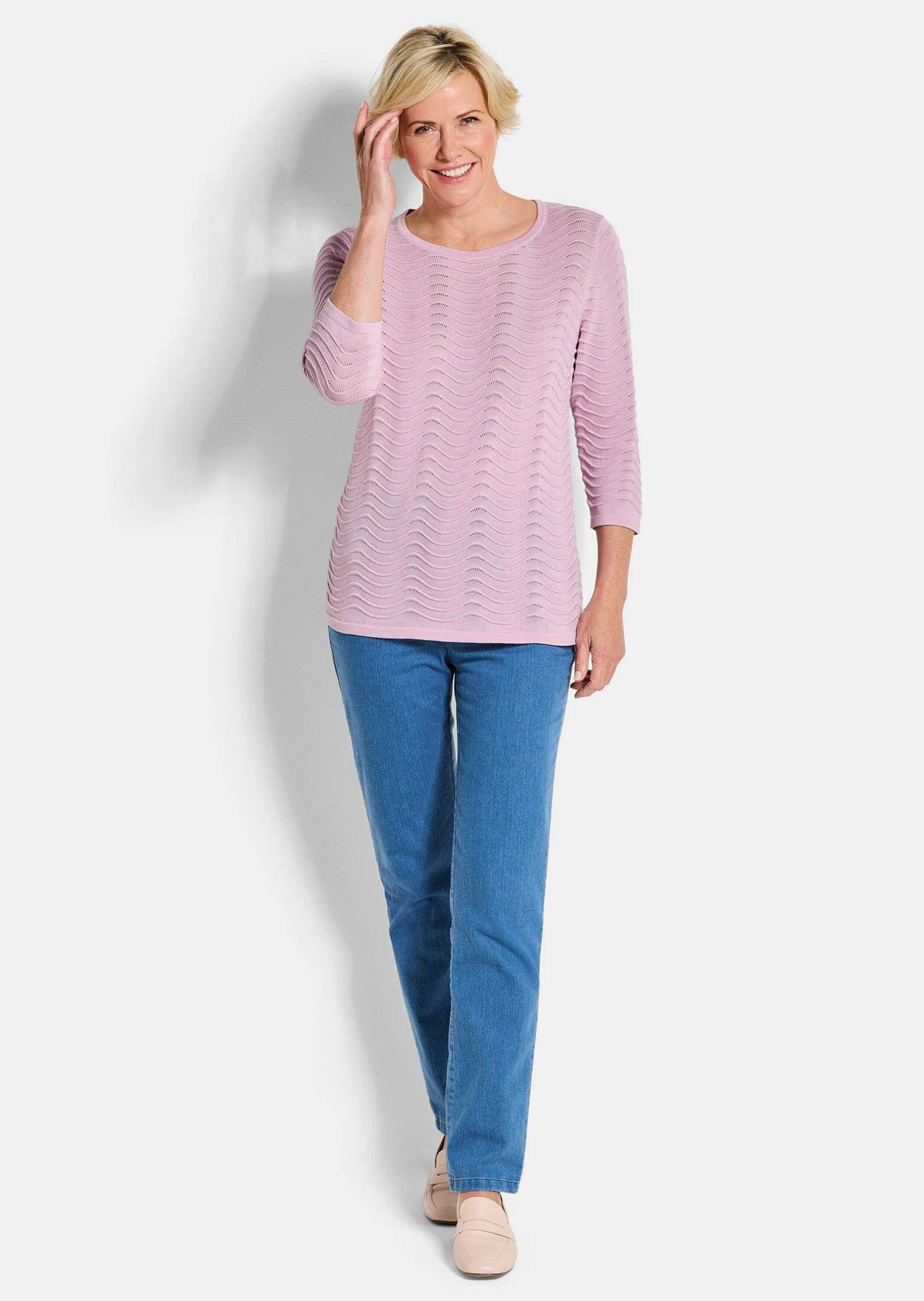 GOLDNER Rundhalspullover »Sommerpullover mit Wellenstruktur« moderner Wellenstrick