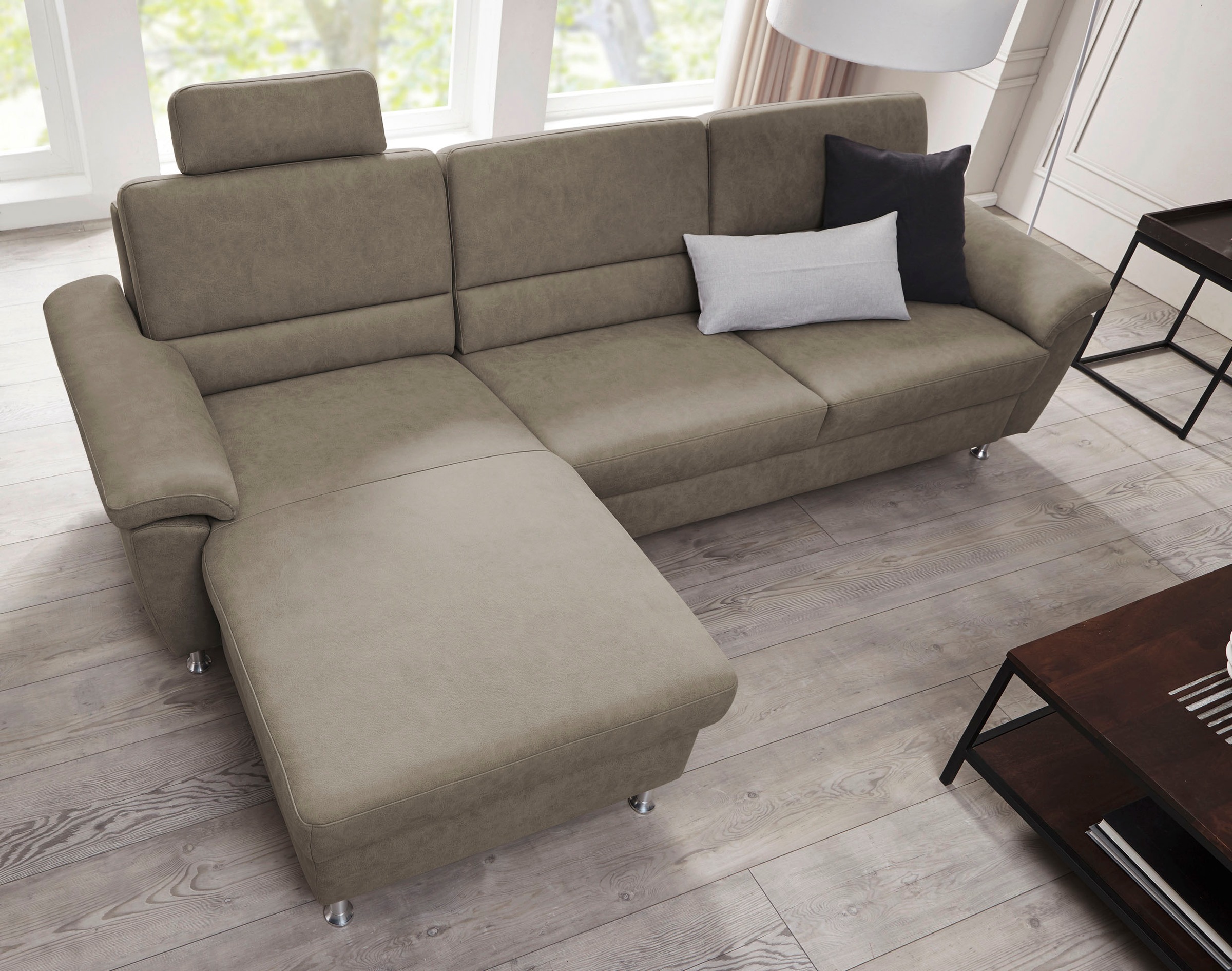 CALIZZA INTERIORS Ecksofa »Onyx L-Form«, Recamiere links oder rechts, wahlweise mit Bettfunktion, Breite 270 cm