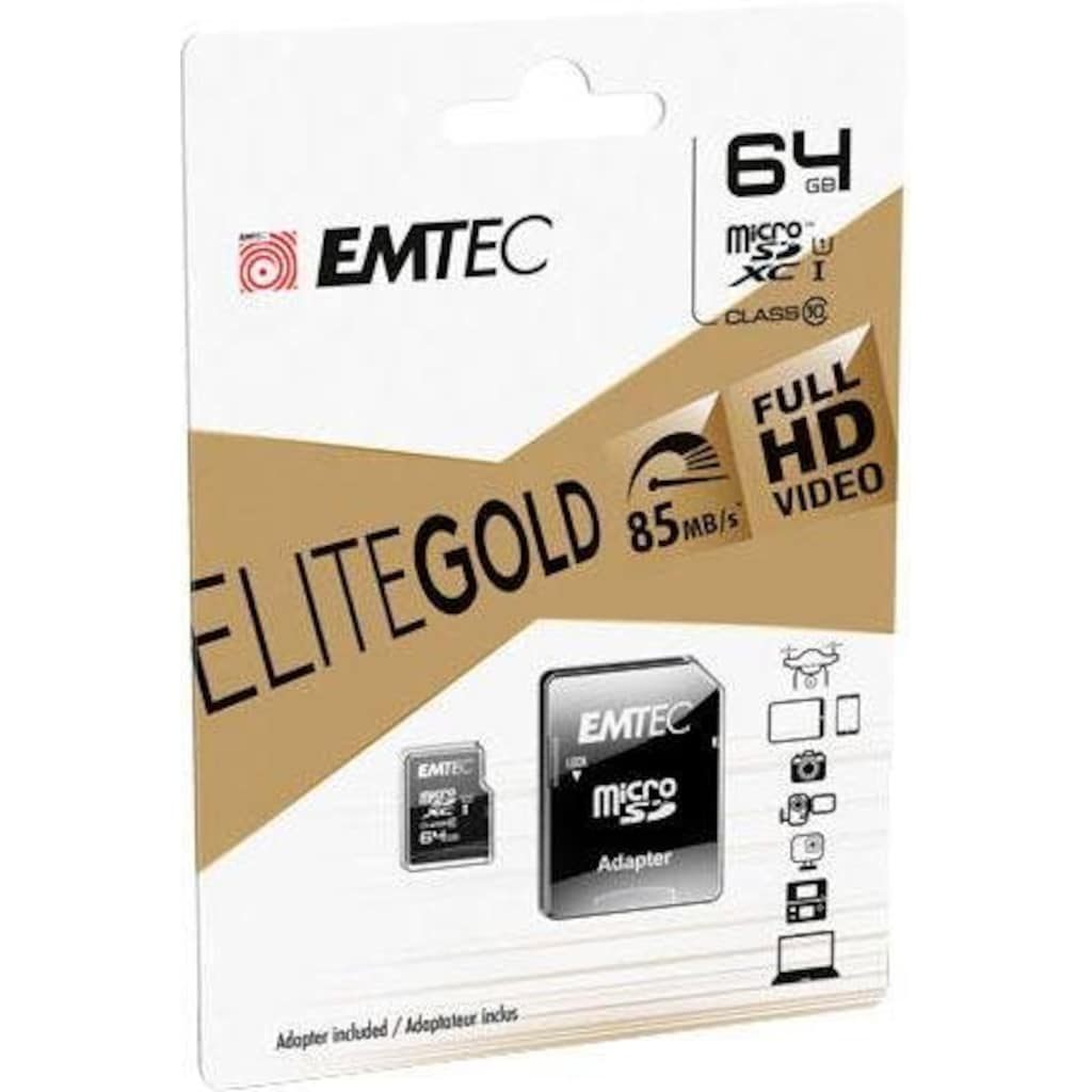 EMTEC Speicherkarte »microSD UHS-I U1 EliteGold«, (Class 10 85 MB/s Lesegeschwindigkeit)