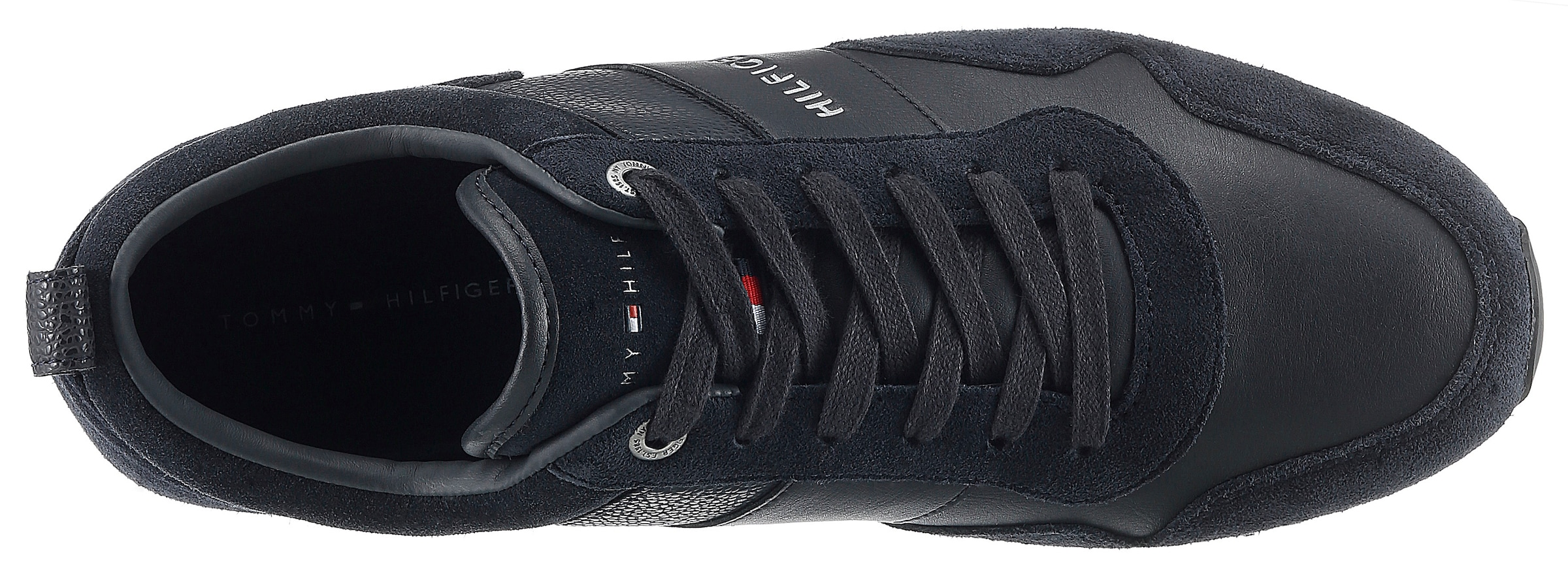 Tommy Hilfiger Sneaker »ICONIC LEATHER SUEDE MIX RUNNER«, im Materialmix, Freizeitschuh, Halbschuh, Schnürschuh