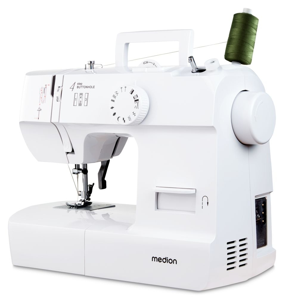 Medion® Nähmaschine »SM70 (MD 11179), 12 Stichmuster, Rückwärtstaste, 70 Watt Motorleistung«, 12 Programme, einstellbare Stichlänge, 4 Schritte Knopfloch, umfangreiches Zubehör