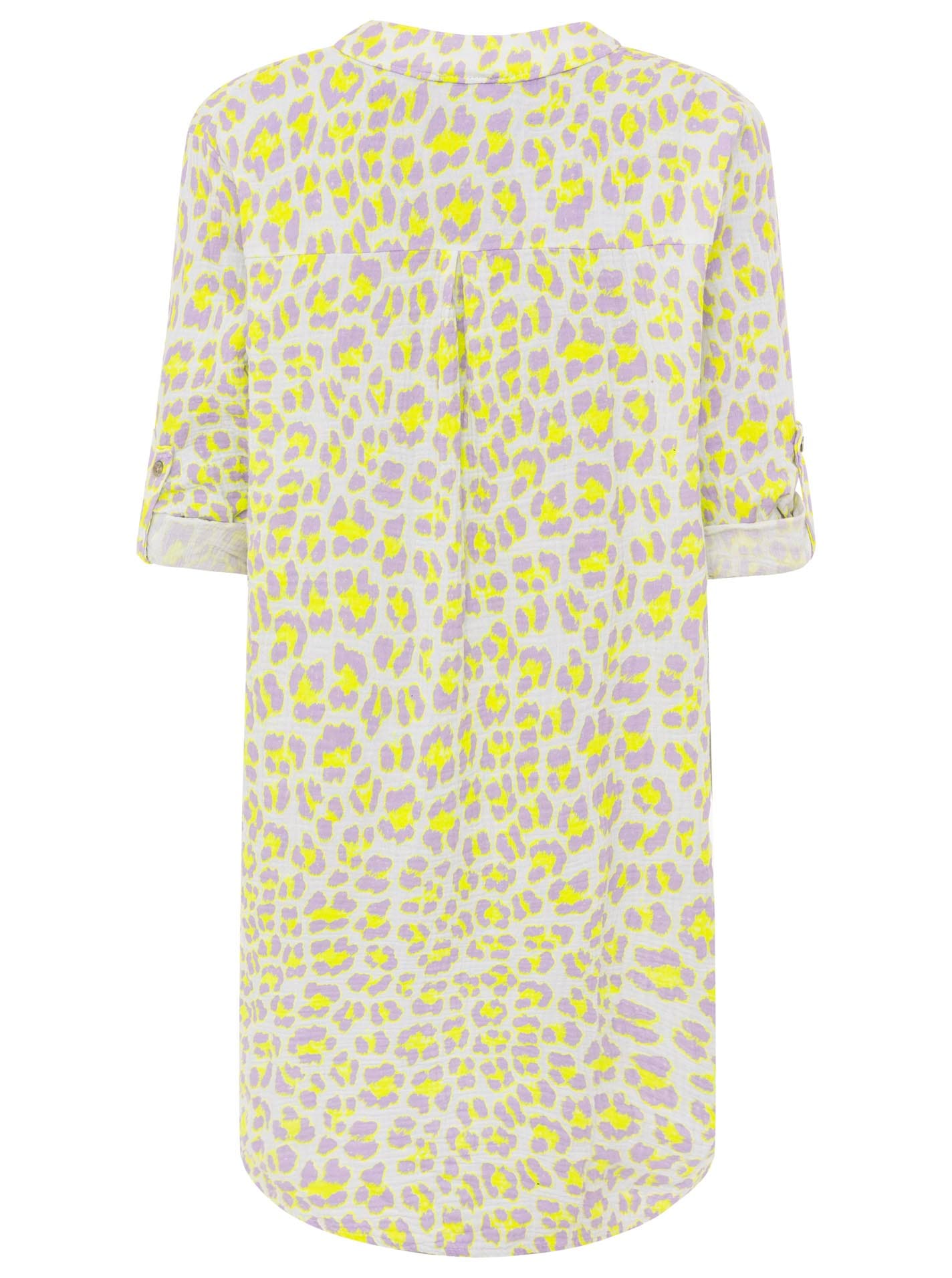 Zwillingsherz Blusentop »"Rom"« Turn-Up Ärmel, V-Neck. Leo-Muster, Musselin