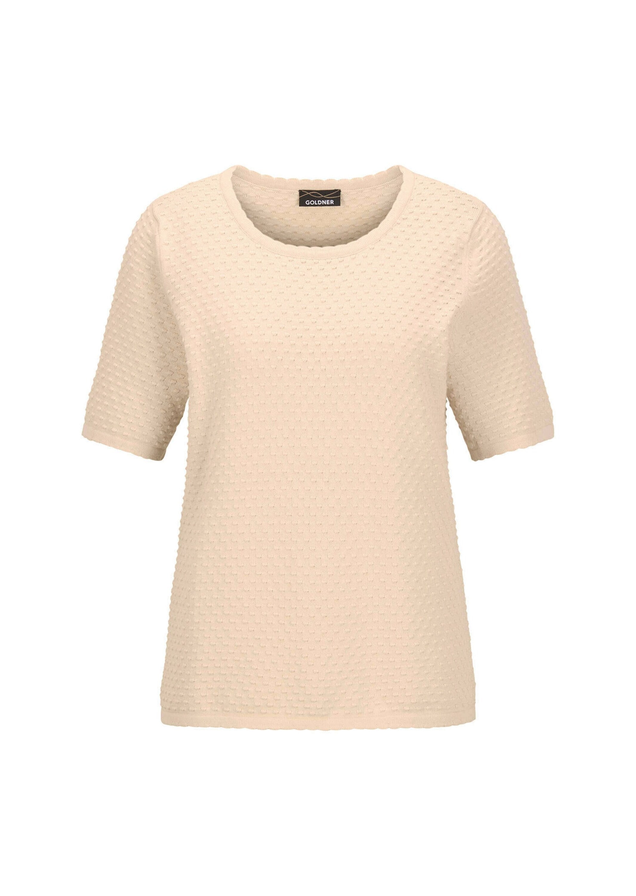 GOLDNER Rundhalspullover »Halbarm Strickshirt mit Rundhals« Rundhalsausschnitt