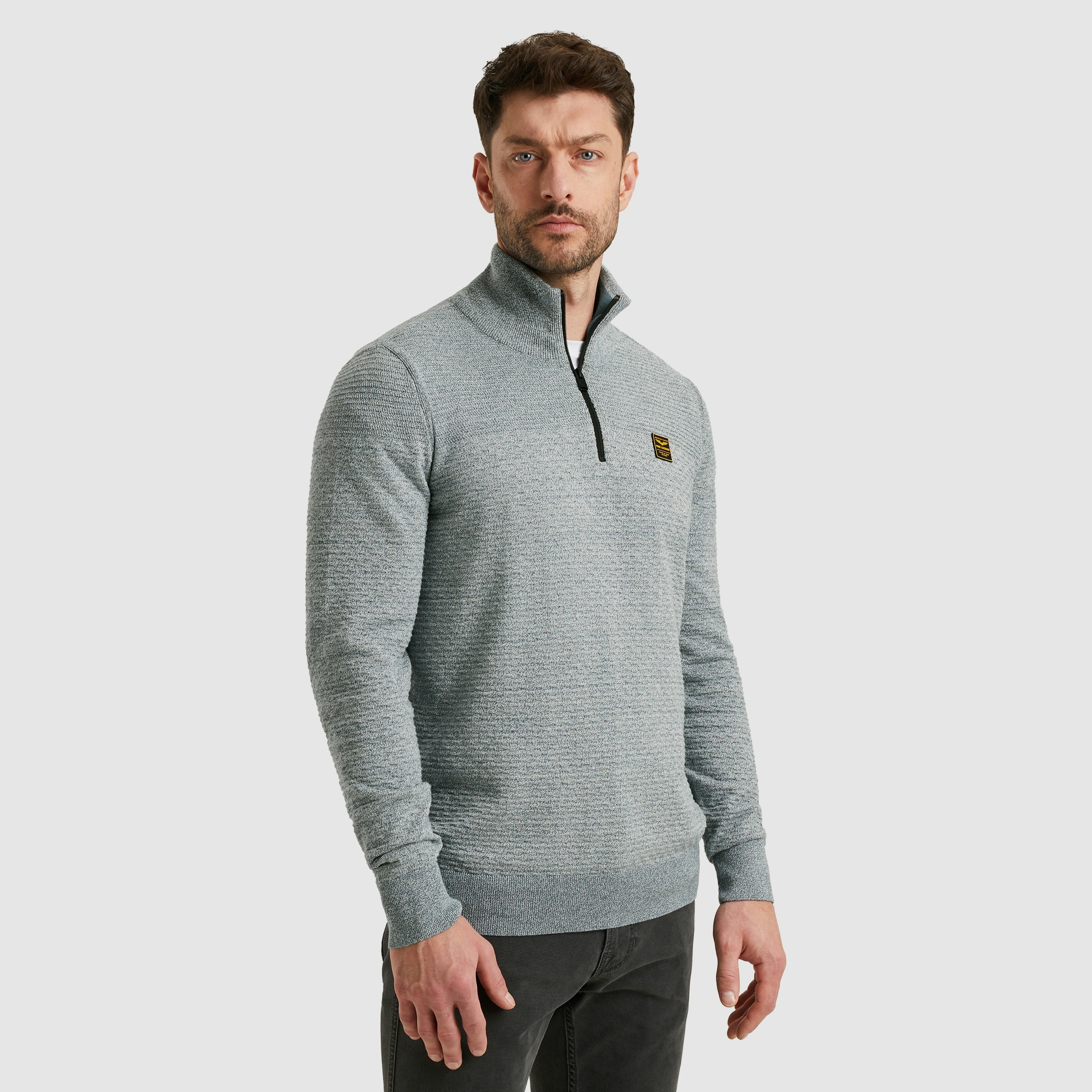 PME LEGEND Troyer mit Struktur-Muster und Logo-Badge