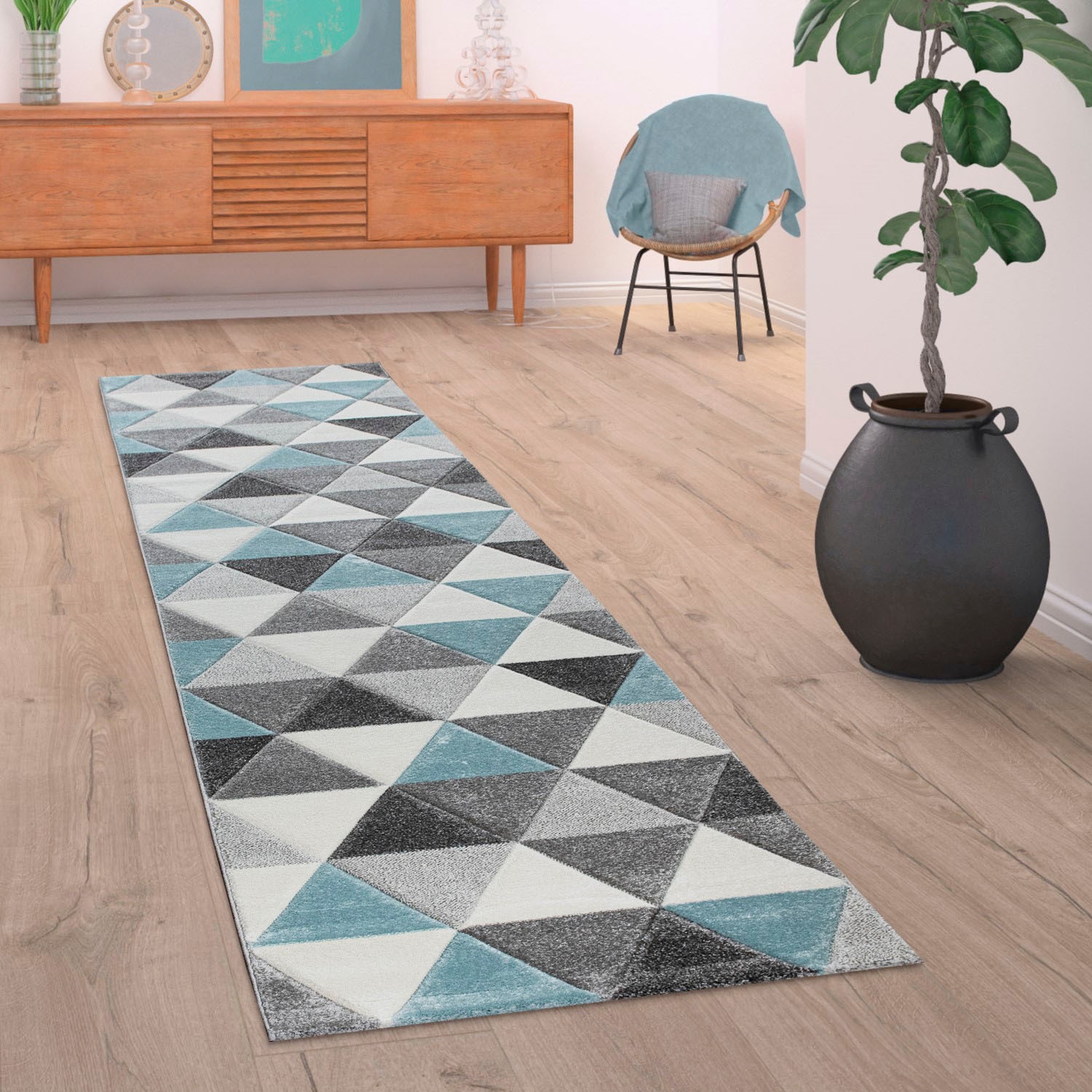 Paco Home Läufer »Lara 276«, rechteckig, 16 mm Höhe, Kurzflor, modernes geometrisches Design, Pastell-Farben