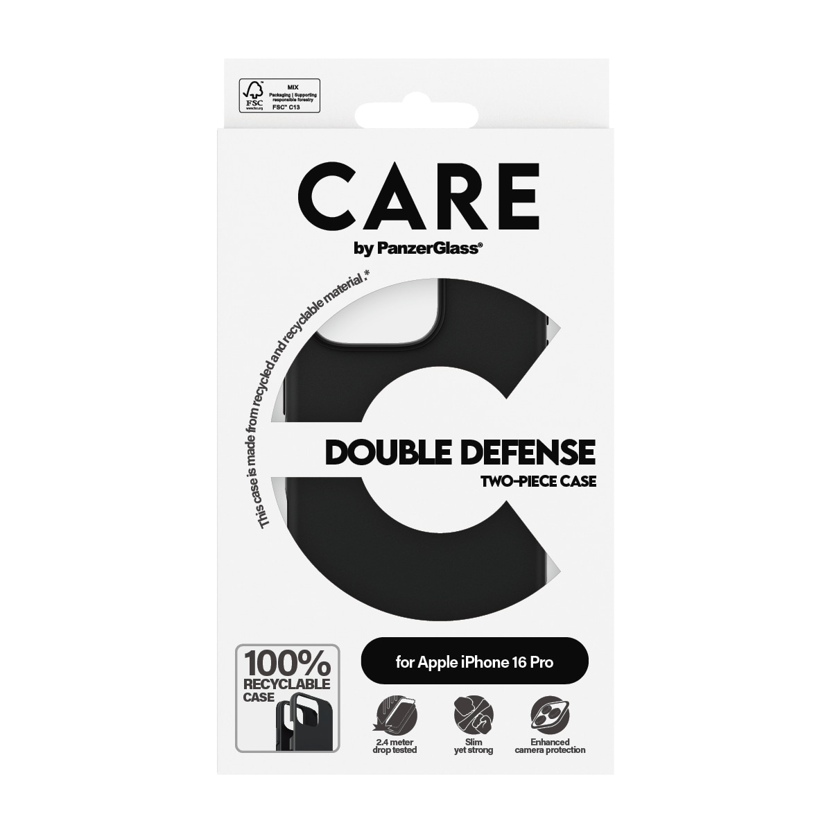 CARE by PanzerGlass Handyhülle »Double Defence Case für Apple iPhone 16 Pro« Smartphones Backcover, Schutzhülle, Handyschutzhülle, Case, Schutzcase, stoßfest