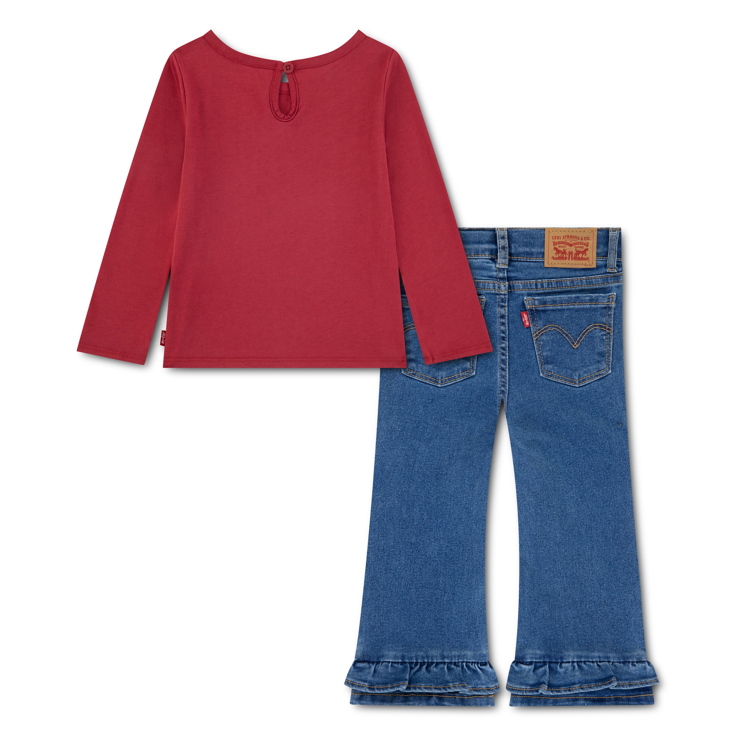 Levi's® Kids Shirt & Hose »LVG 3QTR SLV TOP AND RUFFLE FL« für Babys, aus Baumwollmischung, im Casual-Stil