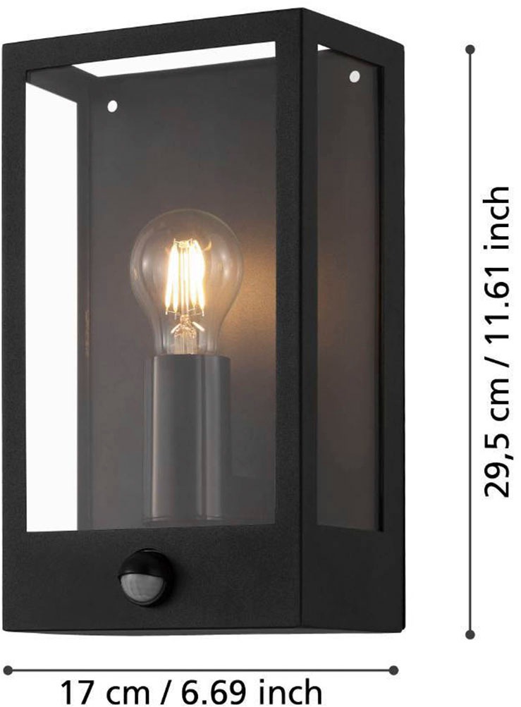 EGLO Wandleuchte »ALAMONTE«, 1 flammig, Leuchtmittel E27 | ohne Leuchtmittel, Außenleuchte, Bewegungsmelder, Dämmerungssensor, Wandlampe, E27, IP44