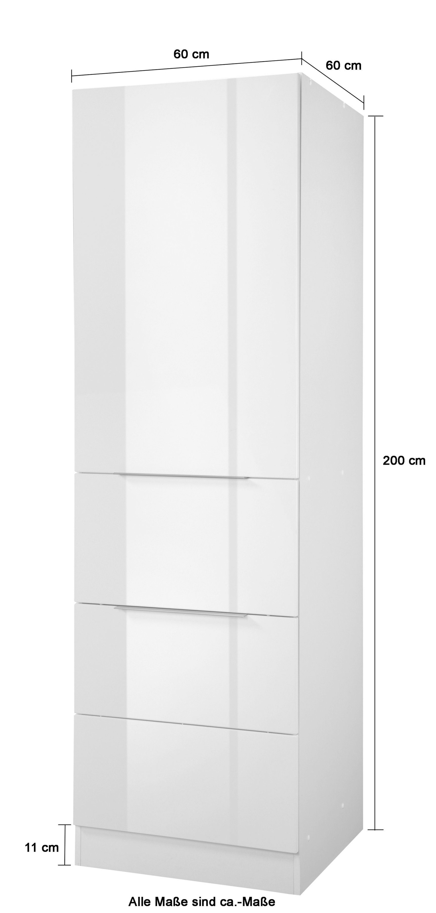 KOCHSTATION Seitenschrank »KS-Brindisi«, 60 cm breit, 200 cm hoch, viel Stauraum