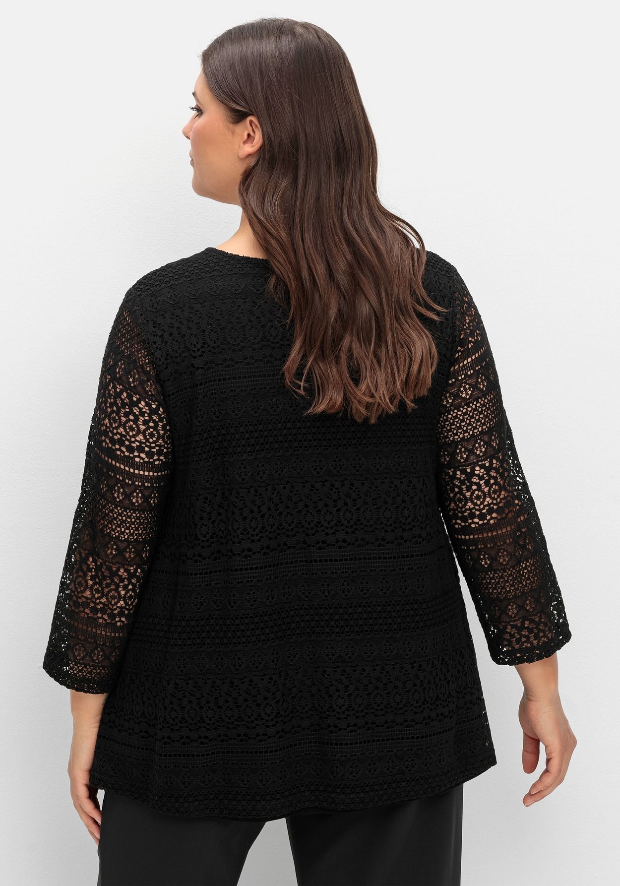 Sheego Spitzenshirt »Spitzenshirt in A-Linie und 3/4-Arm«
