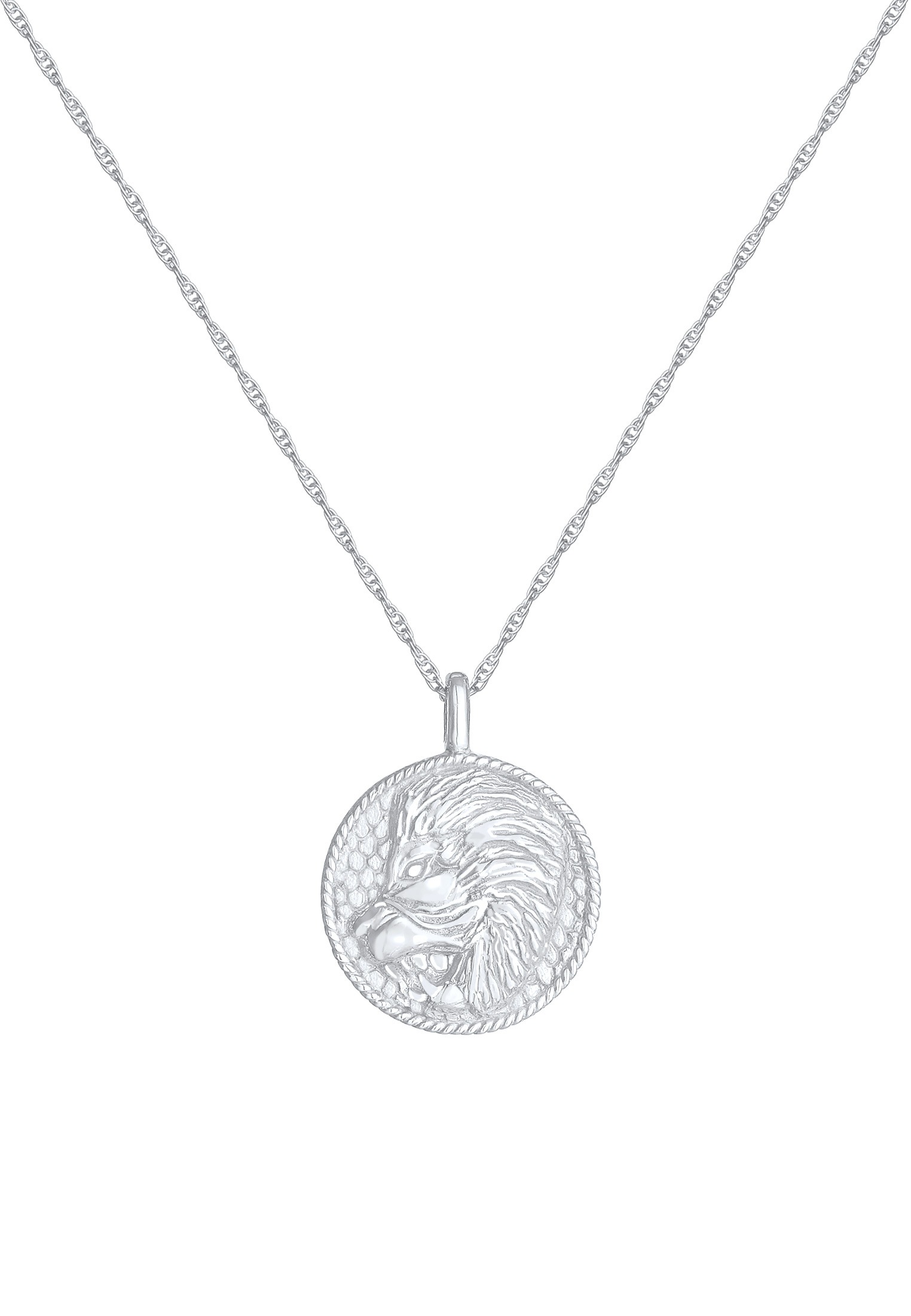 Elli Kette mit Anhänger »Halskette Sternzeichen Löwe Astro Münze Antik 925 Silber«