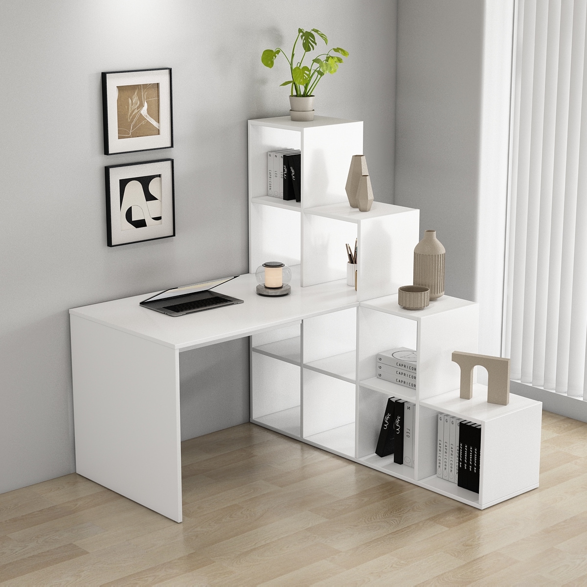 OTTO home Regal-Schreibtisch »Ciela«, flexible Aufstellmöglichkeiten, wechselseitig montierbar, B. 137 cm