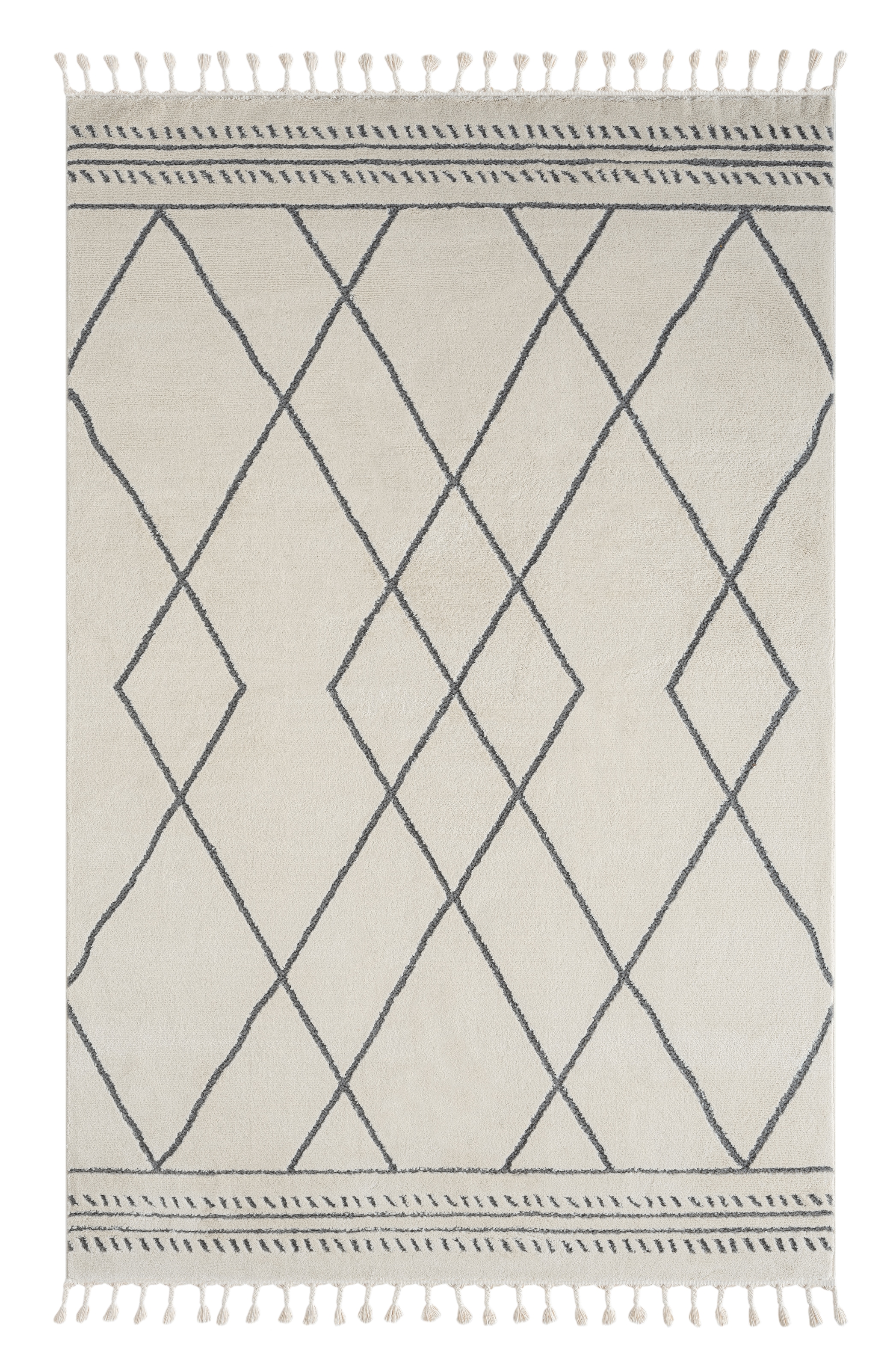 Myflair Möbel & Accessoires Hochflor-Teppich »Moroccan Design Lagerräumung«, rechteckig, 24 mm Höhe, modern, marokkanisches Design, Rauten Muster, weich, mit Fransen