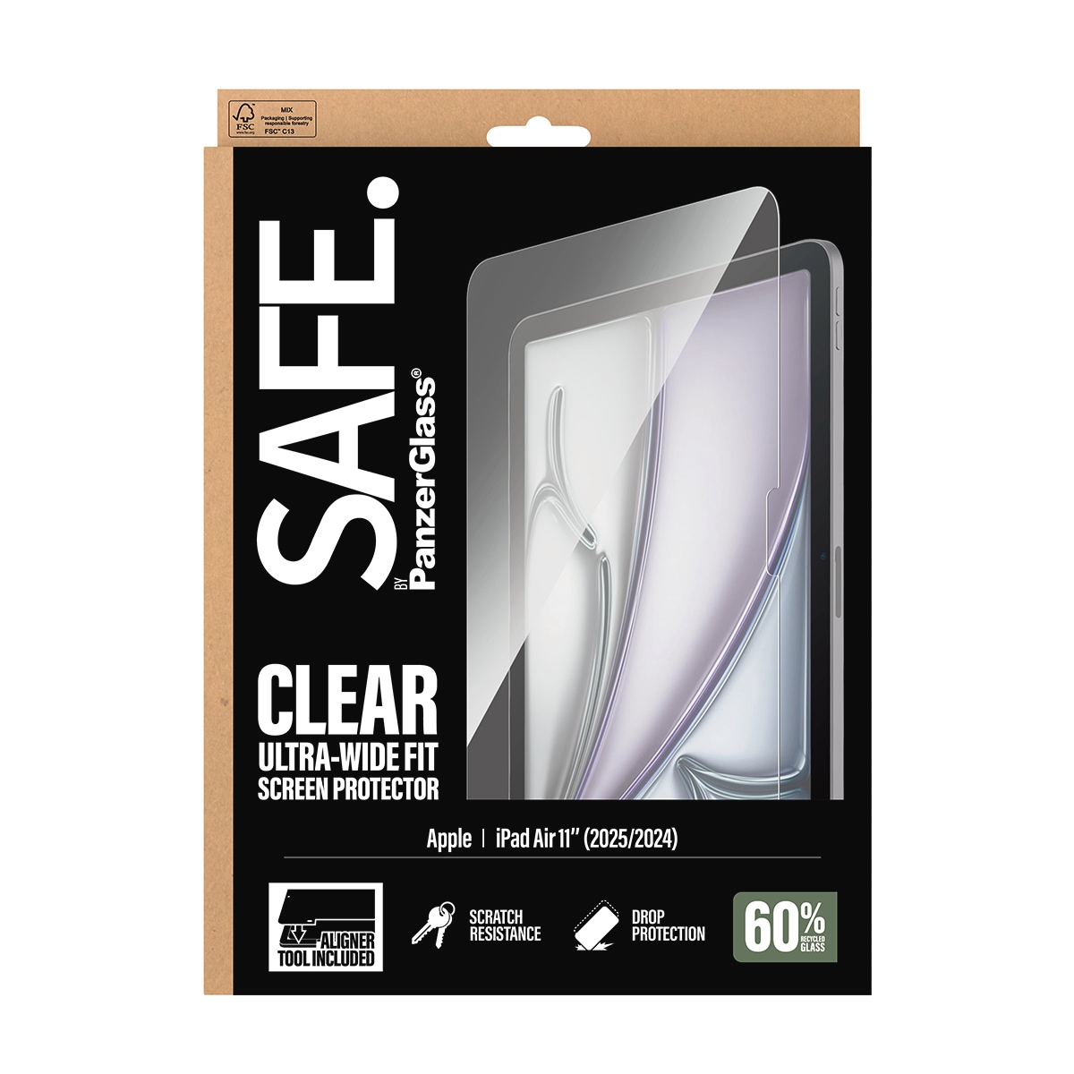 SAFE by PanzerGlass Displayschutzglas »Ultra-Wide Fit Screen Protector« für Apple iPad Air 11" (2025/2024) Displayschutzfolie, Schutzfolie, Bildschirmschutz, kratz- & stoßfest