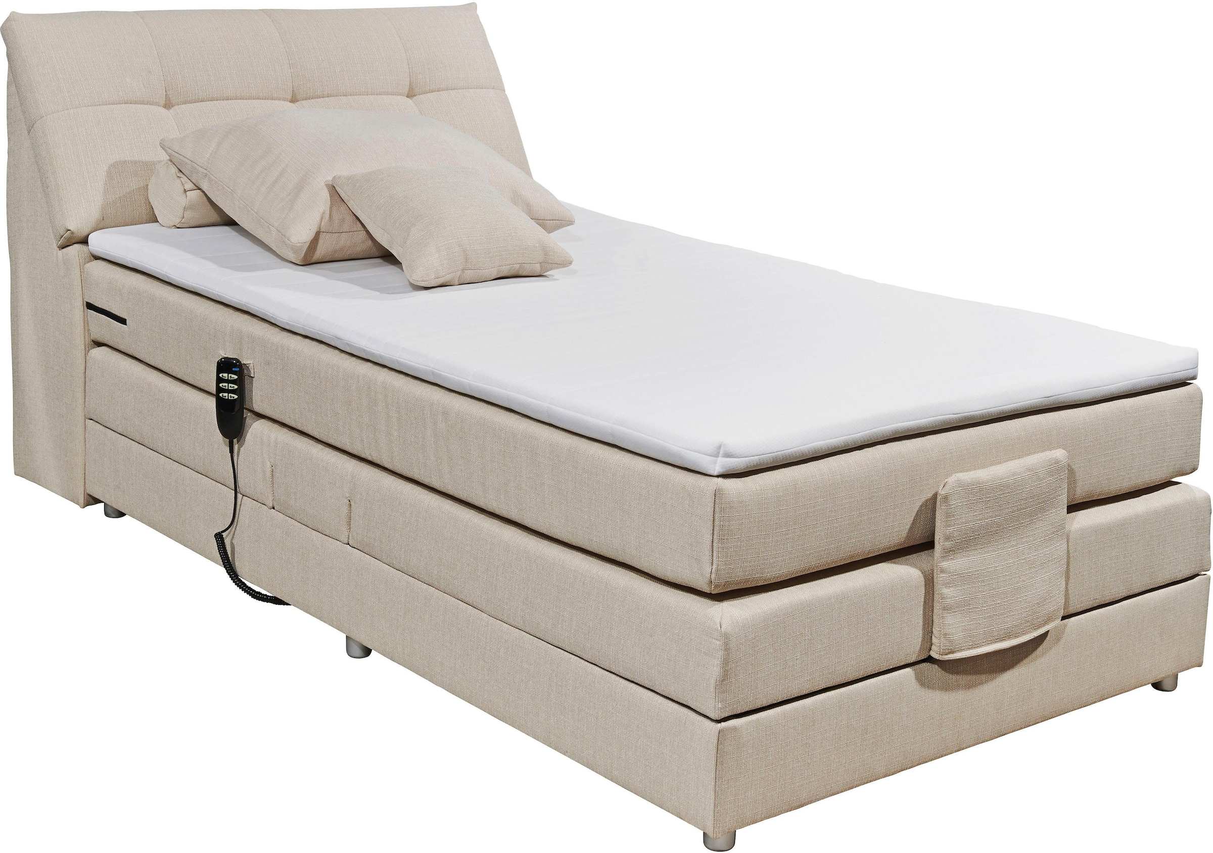 ED EXCITING DESIGN Boxspringbett »Concord«, inkl. Motor, Stauraum im Kopfteil und Topper