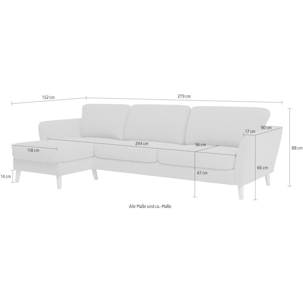 Home affaire Ecksofa »MARSEILLE (279/152cm), Recamiere rechts/links wählbar,«