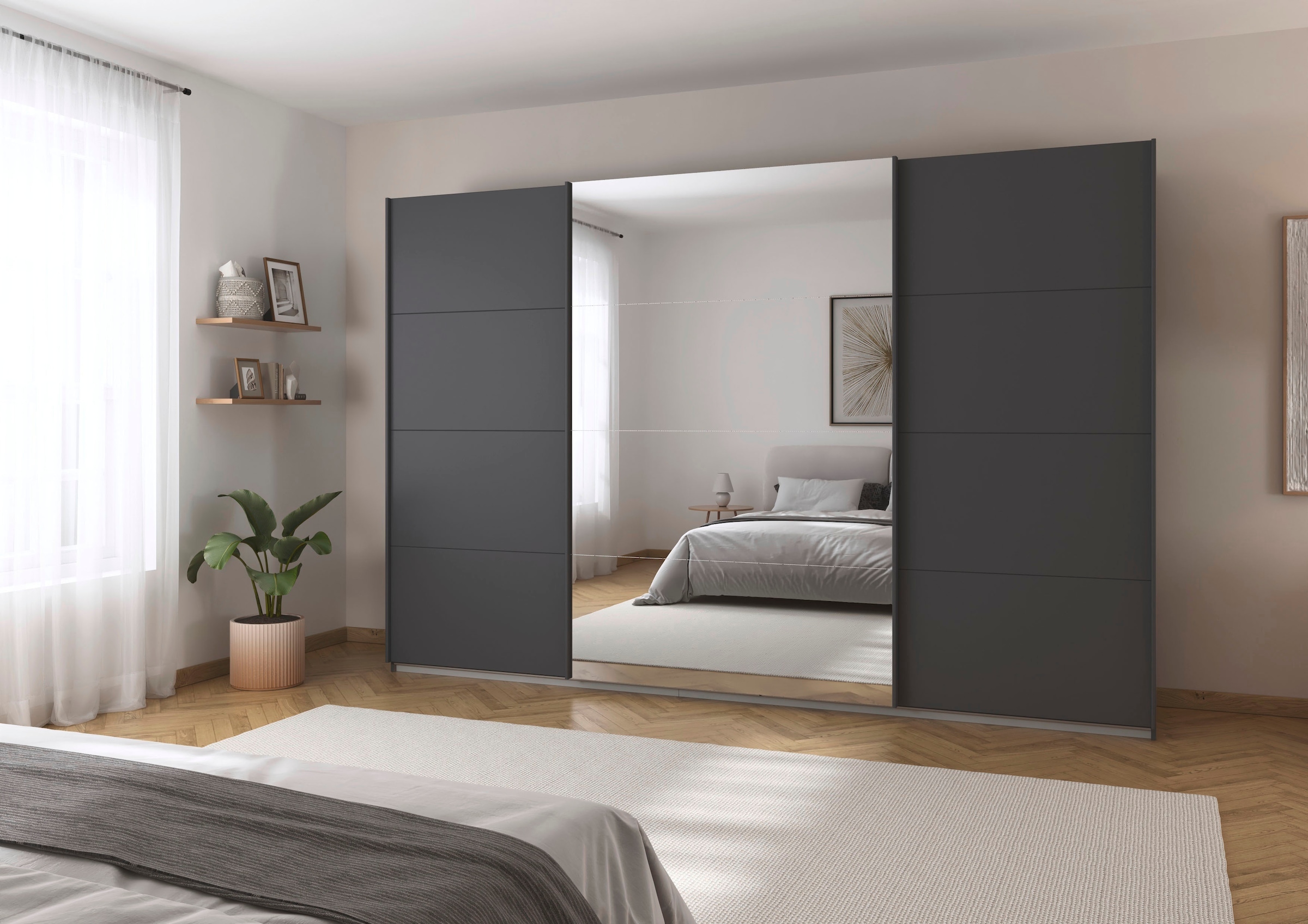rauch Schwebetürenschrank »Kleiderschrank Schrank OTTO´S CHOICE Garderobe AGORDO«, (in zwei Griff-Farben), Top Innenausstattung, in 4 Breiten und 2 Höhen MADE IN GERMANY