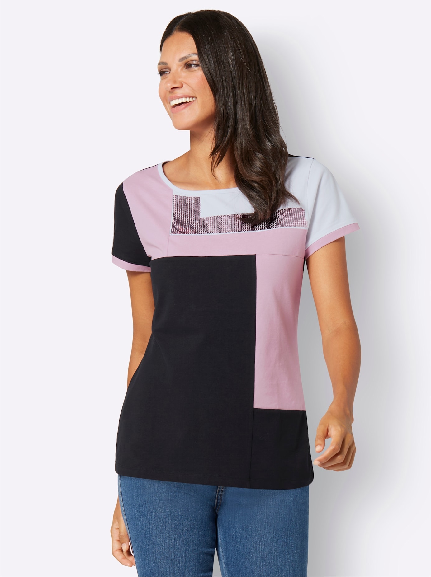 Classic Basics Paillettenshirt »Rundhals-Shirt«, (1 tlg.)