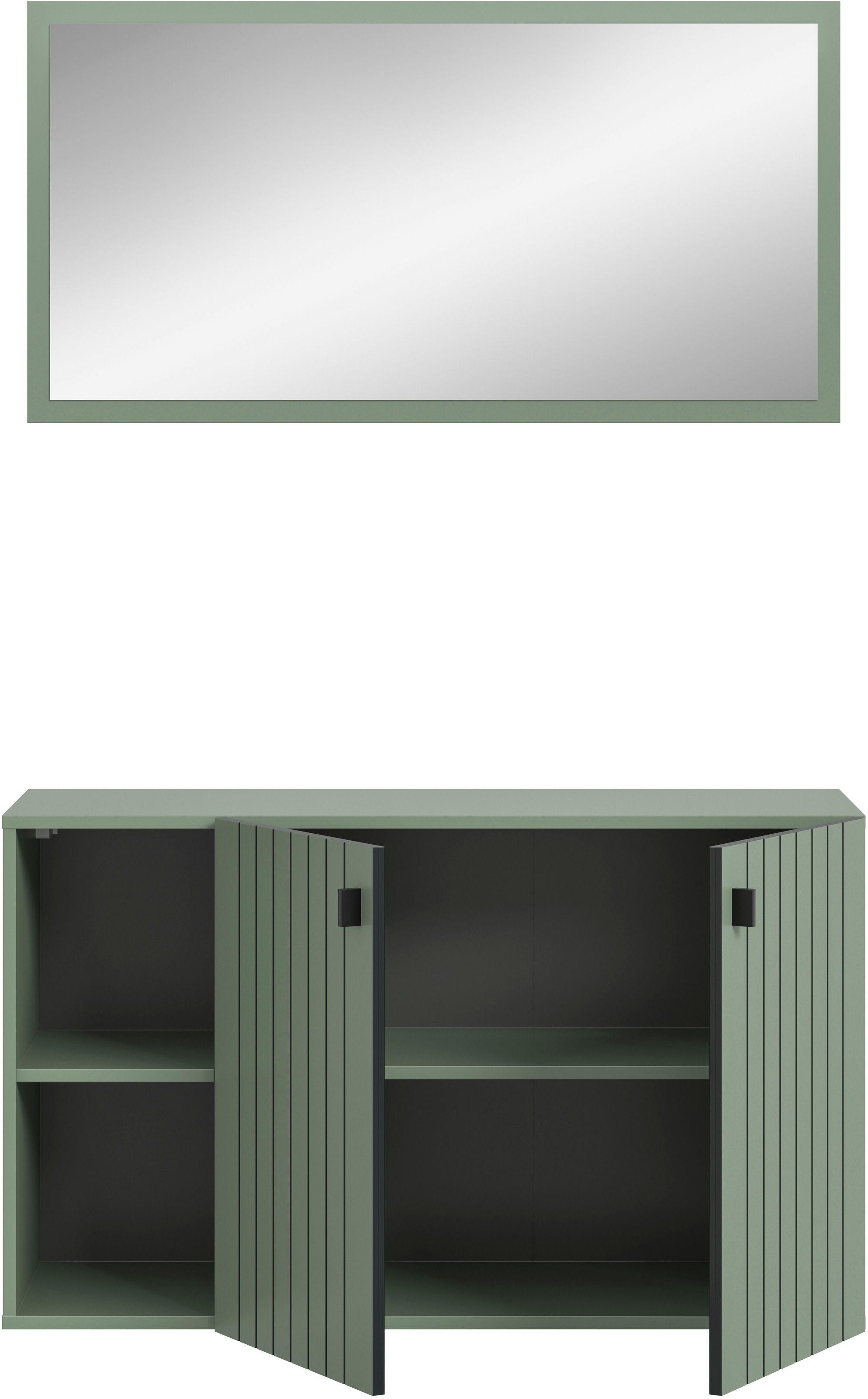 INOSIGN Garderoben-Set »TATIO, 2-tlg. Garderobenkombination, Breite: 106 cm, Rillenfräsung« Set, Set best. aus: 1 Spiegel, 1 Schuhkommode, 2 Stk. tlg.