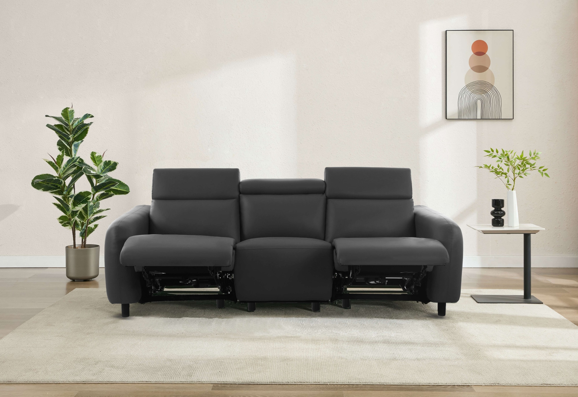 Home affaire 3-Sitzer »SKAANE Lederoptik, 229 cm, manuelle-u. elektrische Relaxfunktion«, Relax-Funktion in 2 Sitzen, Kopfteilverstellung, Federkernpolsterung