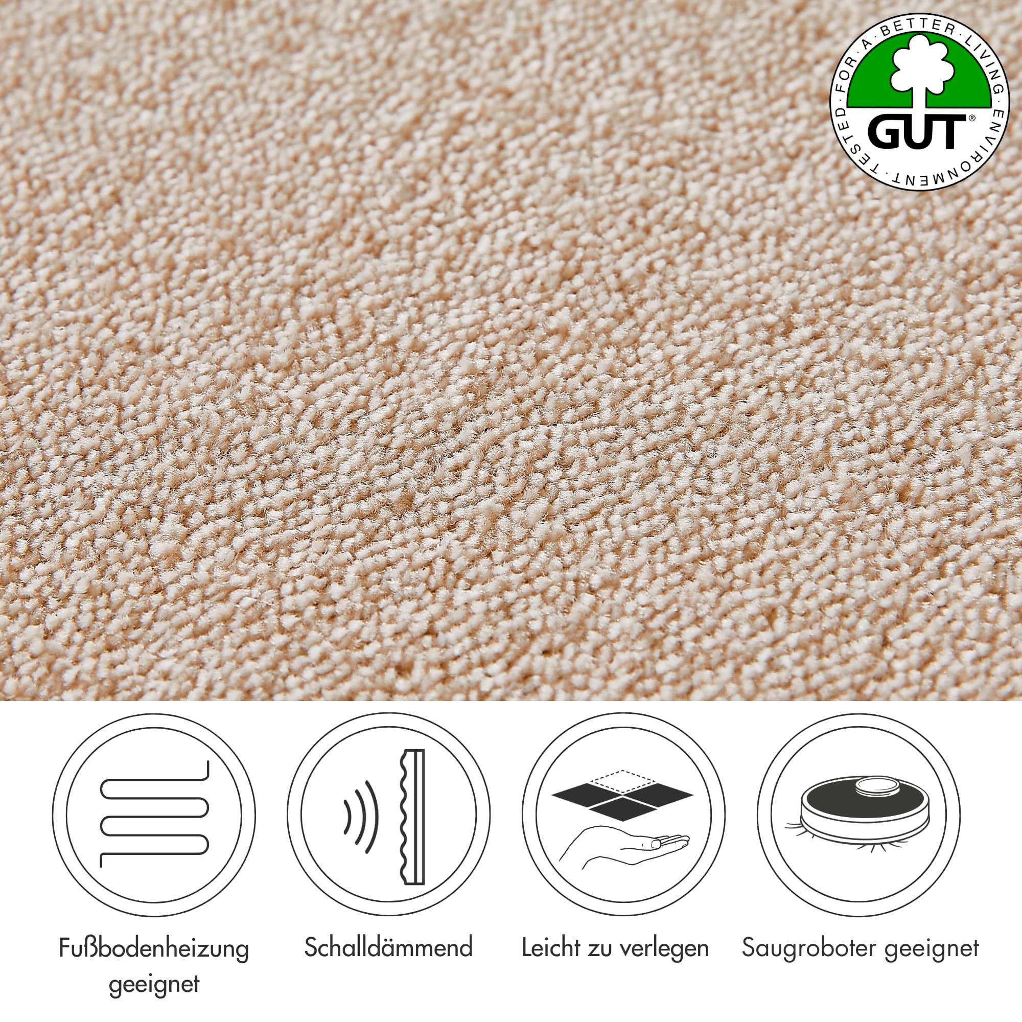 Andiamo Teppichboden »Florenz, Schlinge, Made in Belgium«, rechteckig, 8 mm Höhe, Uni-Farben, Breite 400 cm, strapazierfähig & robust