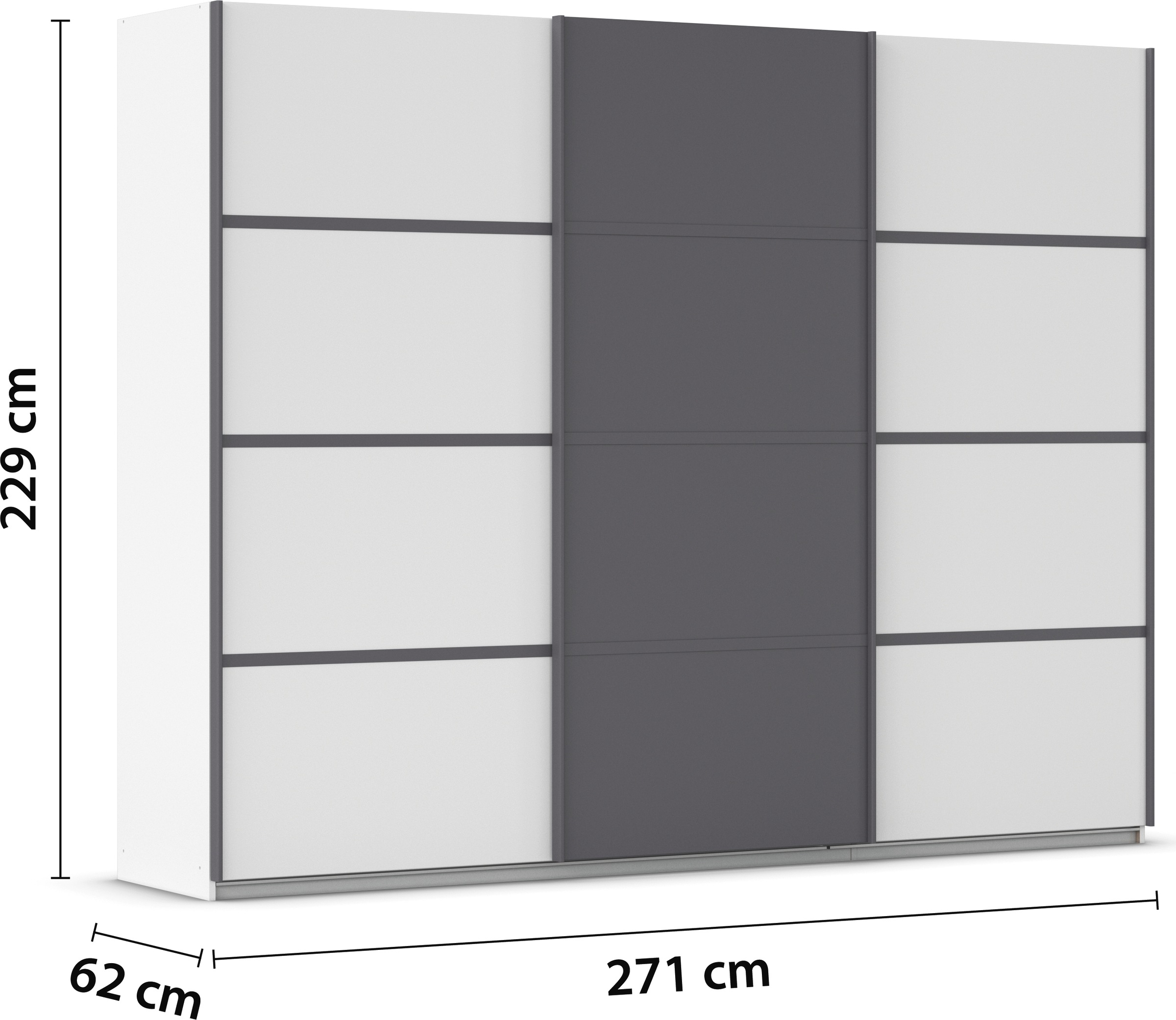 rauch Kleiderschrank »Schwebetürenschrank OTTO´s Choice Garderobe Schrank TOP ANGEBOT Avola«, (in 3 verschiedenen Ausstattungen BASIC/CLASSIC/PREMIUM), mit eleganten Zierleisten in Chrom, Schwarz oder Weiß MADE IN GERMANY