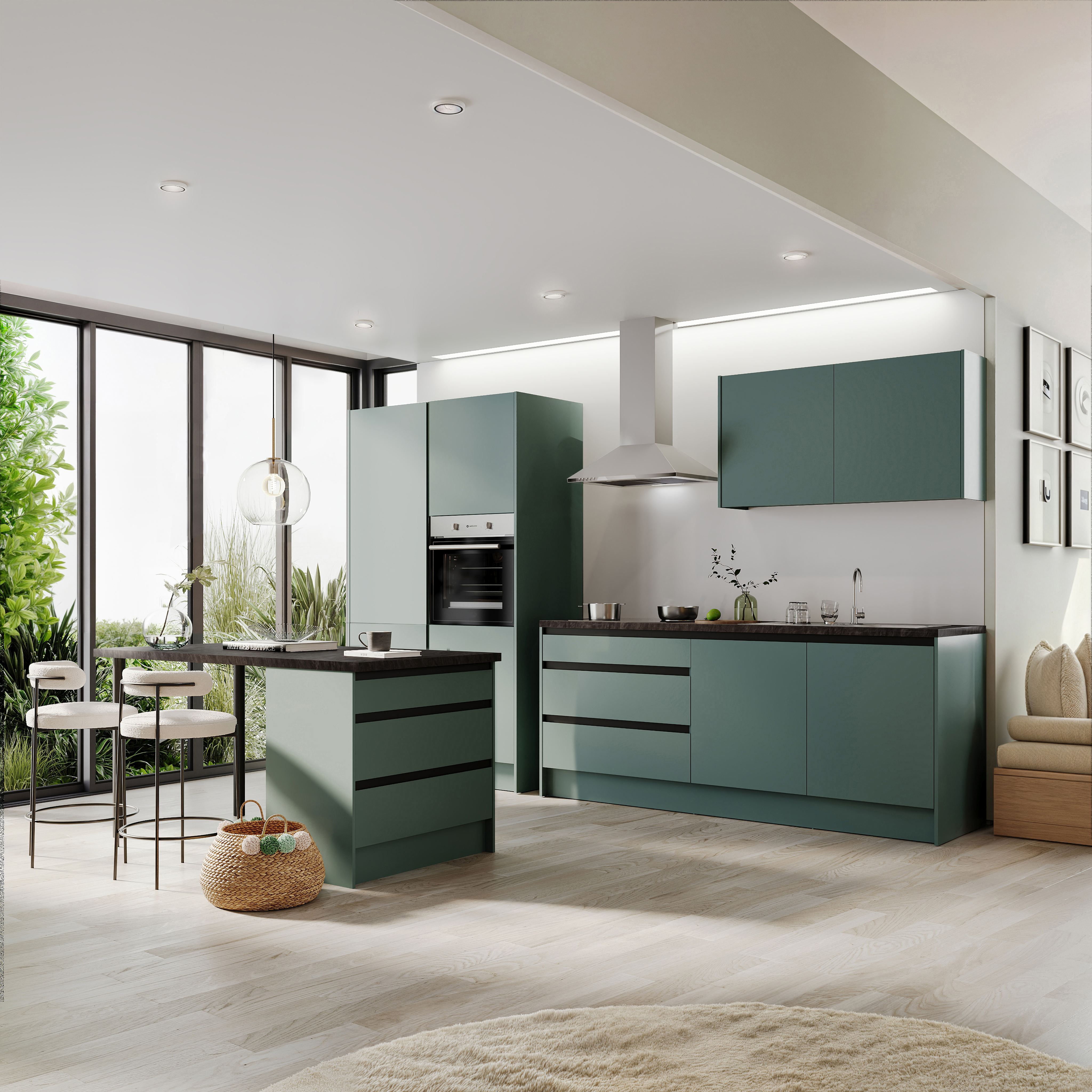 BASIC by Balculina Küchenzeile »Isis B/T/H 335x60x210 cm« Breite 273 cm, wahlweise mit E-Geräten und Induktionskochfeld