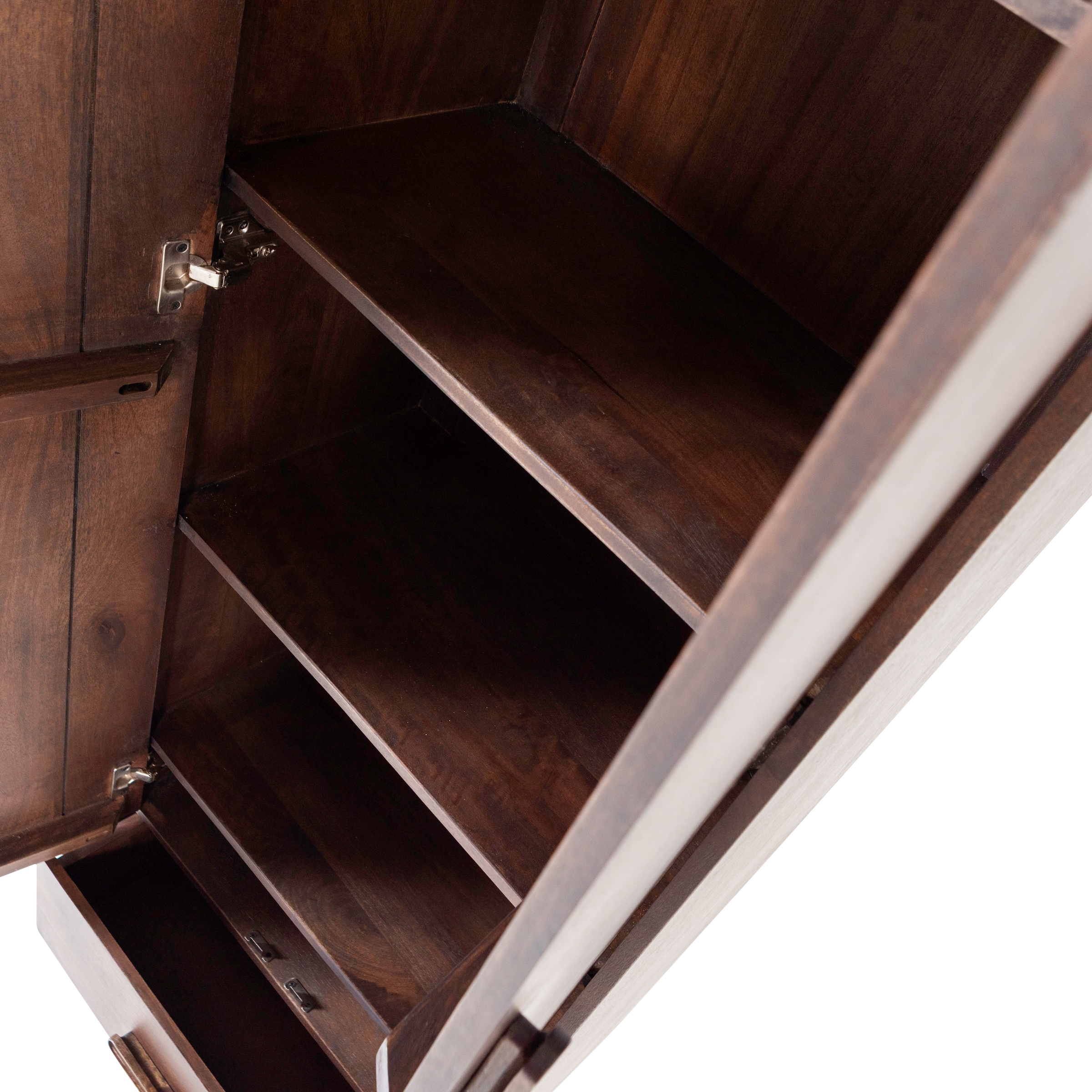 WOOOD Mehrzweckschrank »Liya Massivholz Mangoholz mit abgerundeten Ecken B 60x D 35x H 200 cm« Tragkraft 20 kg, einfach zu montieren, sichtbare Maserung