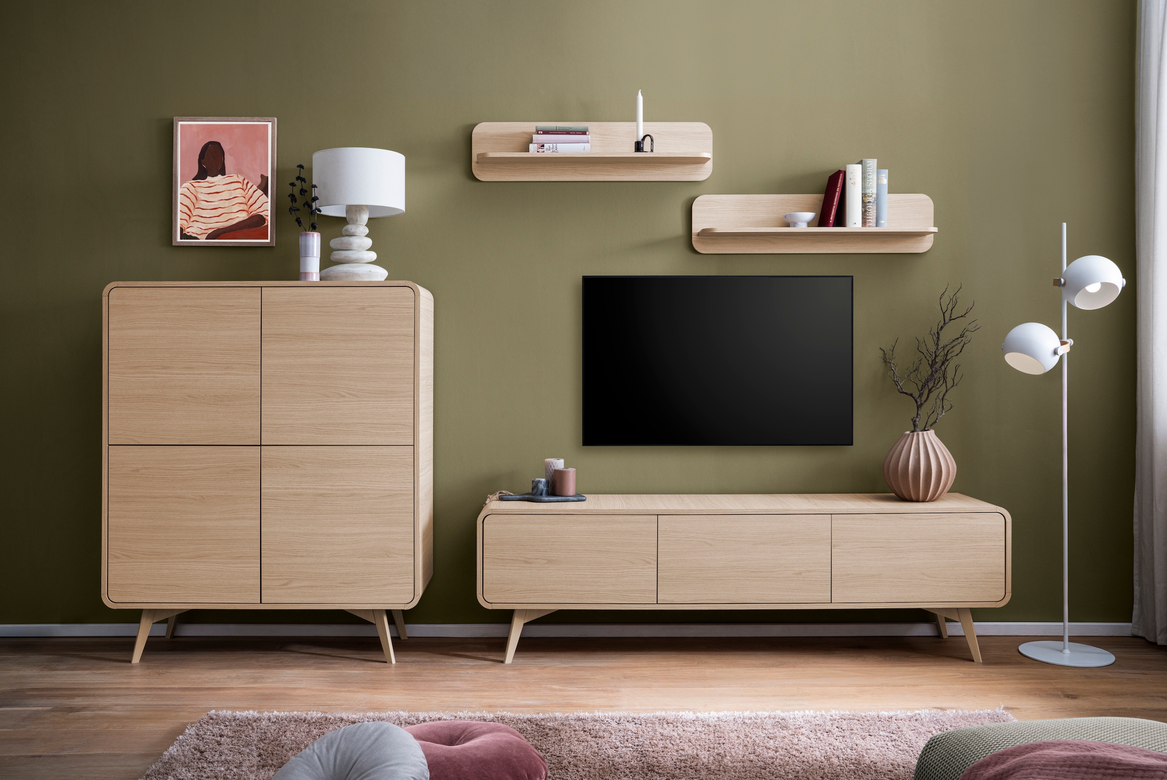 Home affaire Wohnwand »Torsby, moderne Anbauwand, Komplettset im Scandi-Stil« Set, 4 Stk. tlg.