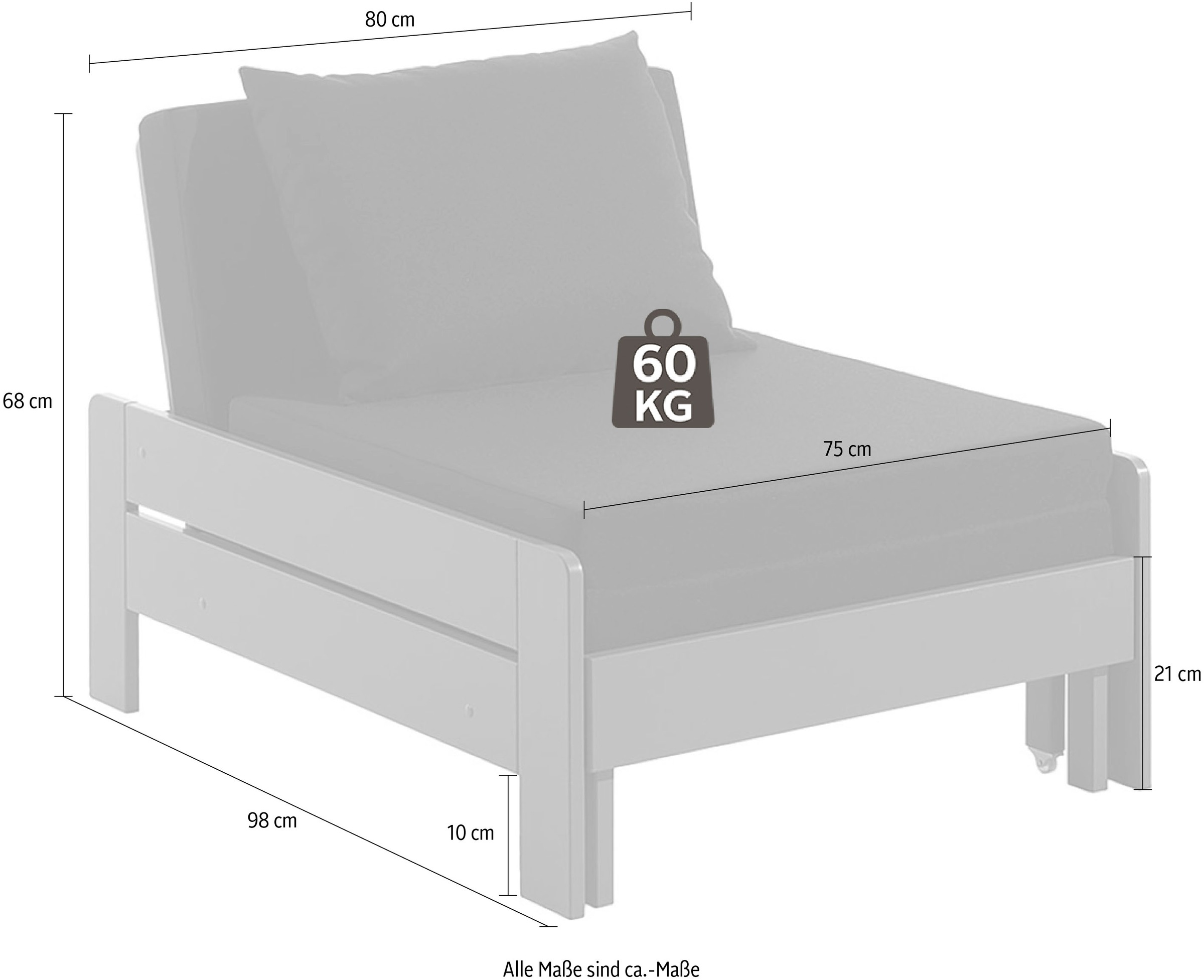 Vipack Jugendbett »Pino«, (Made in Europe), Einzelbett, Sessel, ausklappbar zum Gästebett