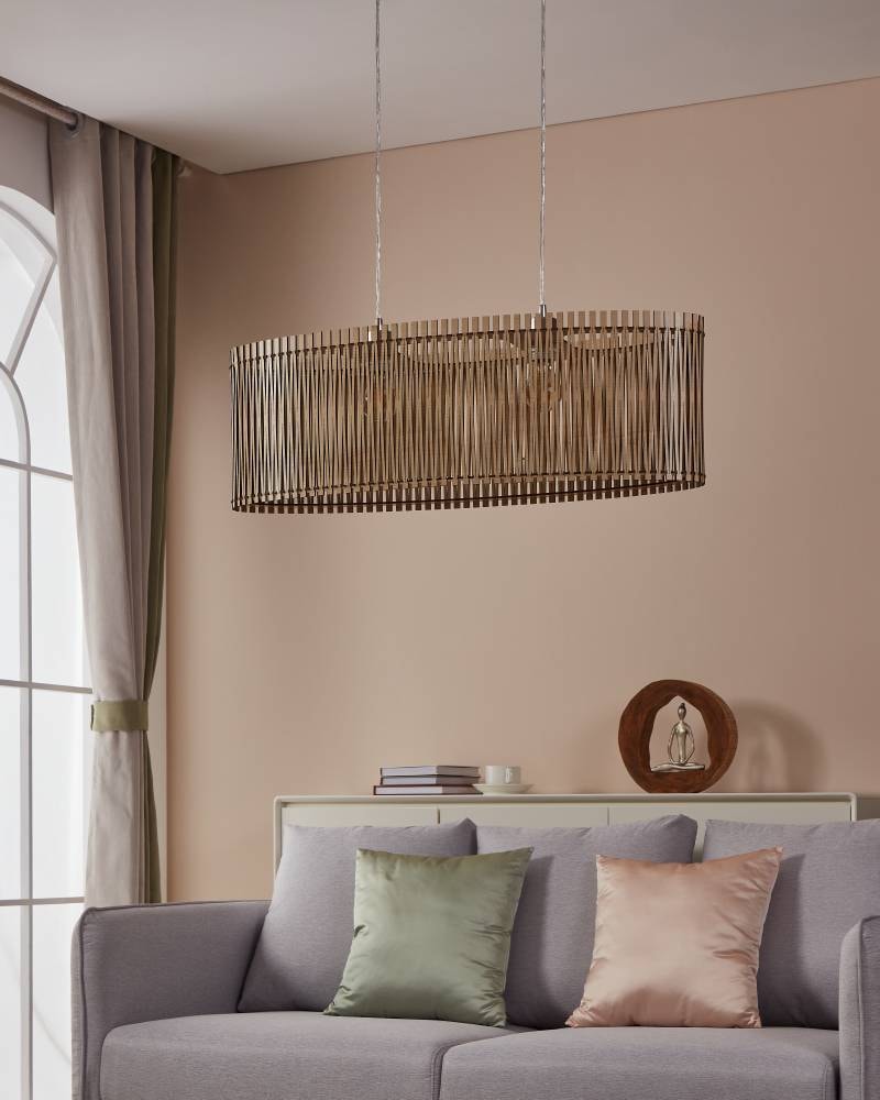 EGLO Hängeleuchte »SENDERO«, 2 flammig, Leuchtmittel E27 | ohne Leuchtmittel, Hängelampe, Stahl in Nickel-Matt, Holz in Ahorn, Natur, E27, 77,5 cm