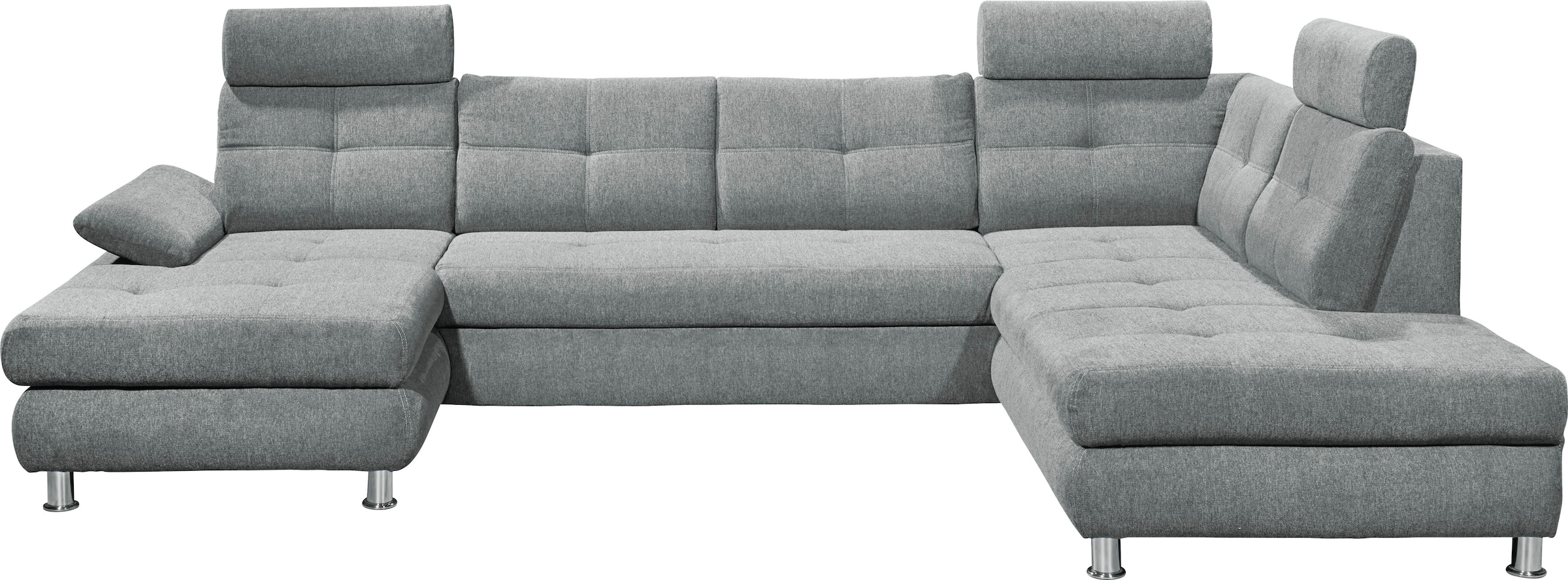 ED EXCITING DESIGN Wohnlandschaft »Alba U-Form«, mit Bettfunktion, Bettkasten, Armteilverstellung & Kopfstützen