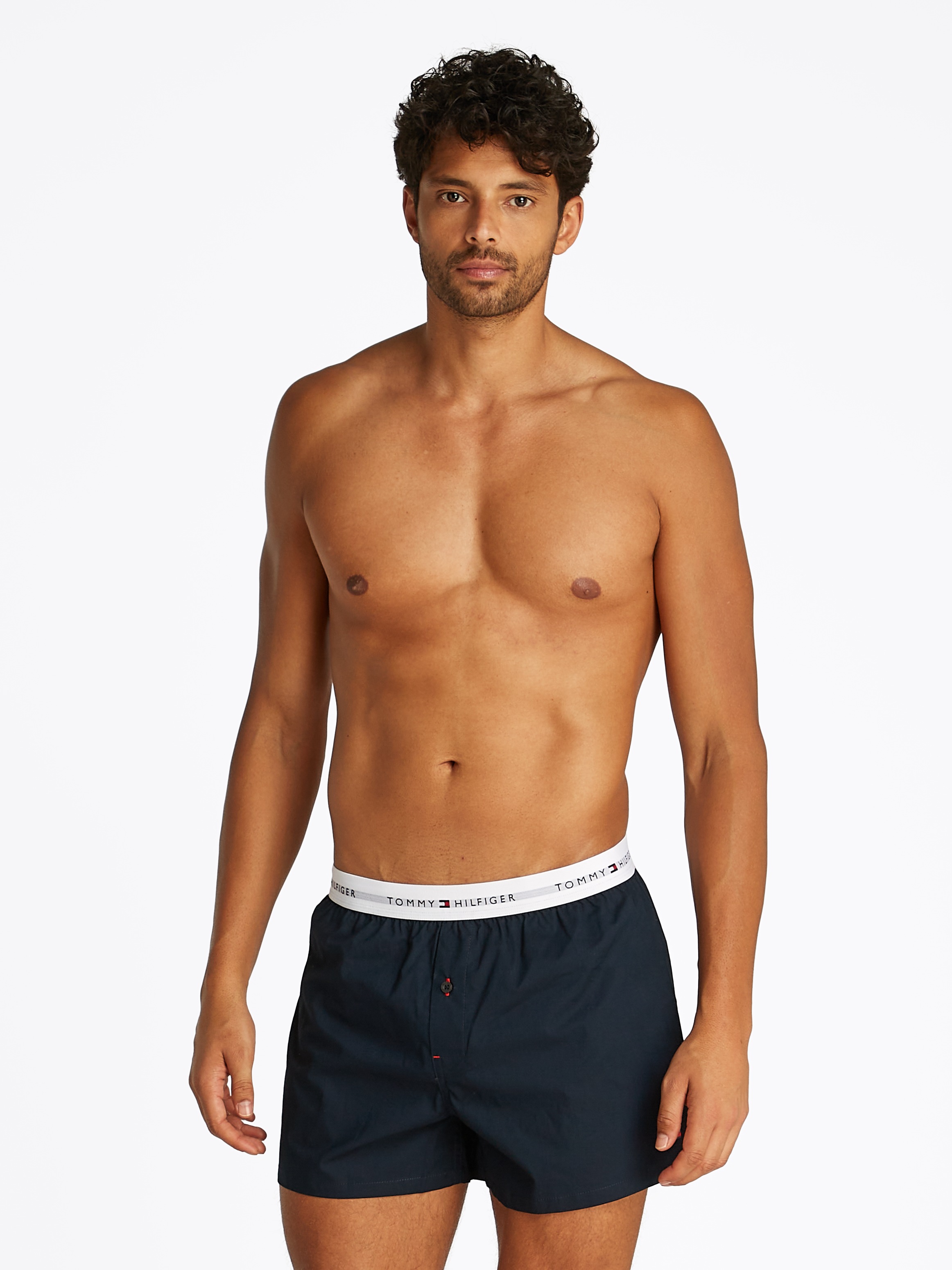 Tommy Hilfiger Underwear Webboxer »2P WOVEN BOXER«, (Packung, 2 St., 2er), mit Logobund