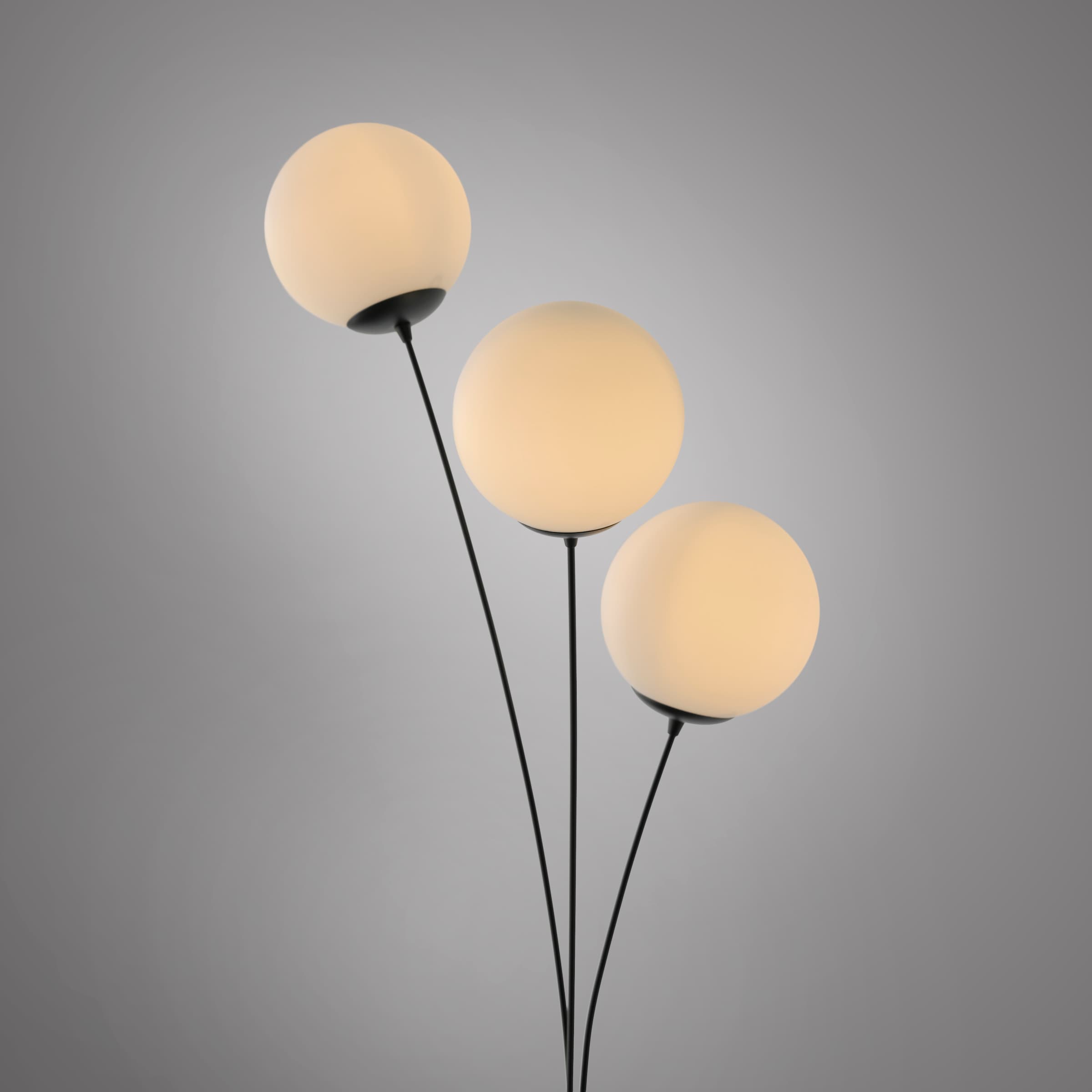 my home Stehlampe »Nymölla«, 3 flammig, Leuchtmittel E14 | ohne Leuchtmittel, Stehleuchte mit großen Glaskugeln amberfarben oder opal matt weiß